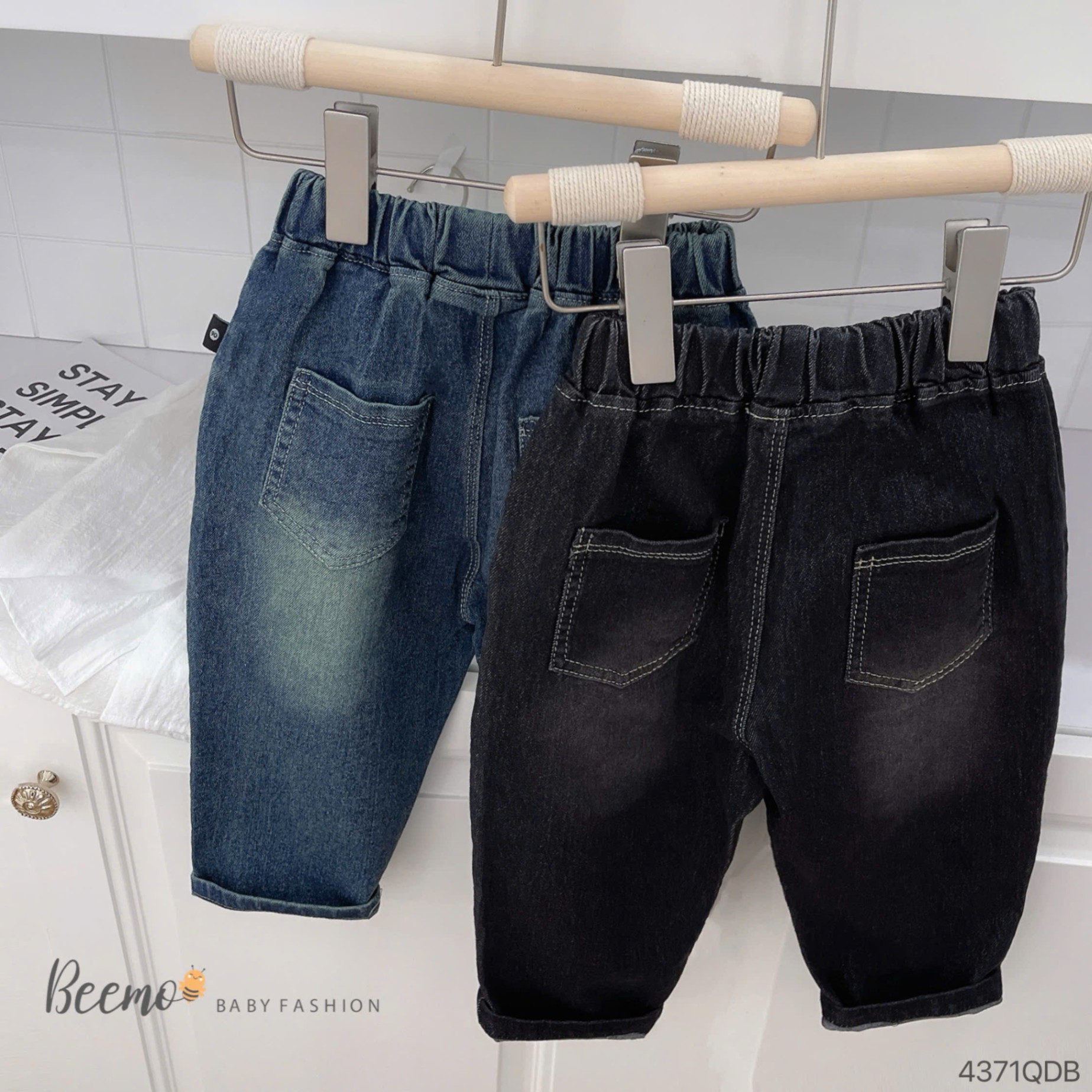 4371QDB - QUẦN BAGGY JEANS CHỈ NỔI BEEMO