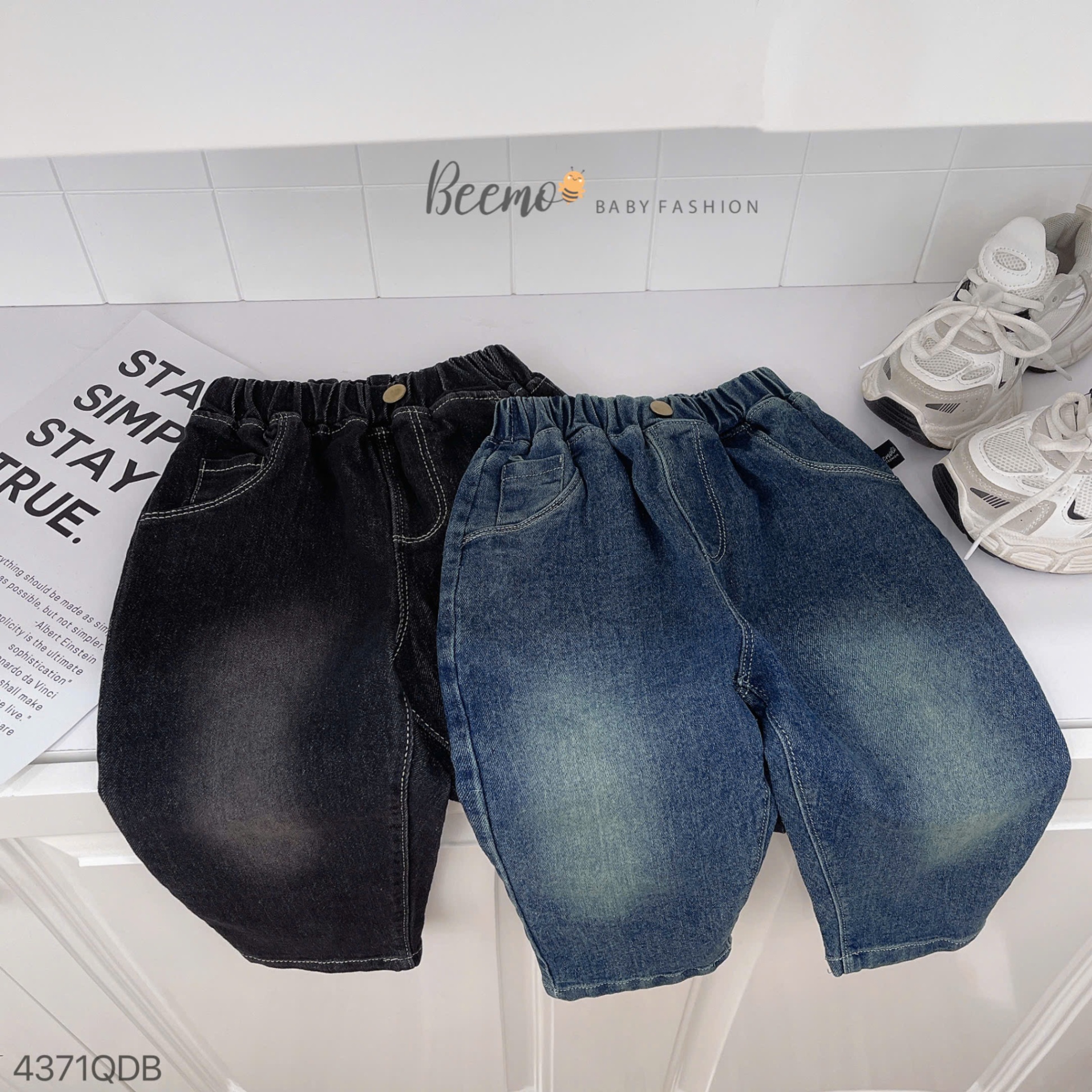 4371QDB - QUẦN BAGGY JEANS CHỈ NỔI BEEMO