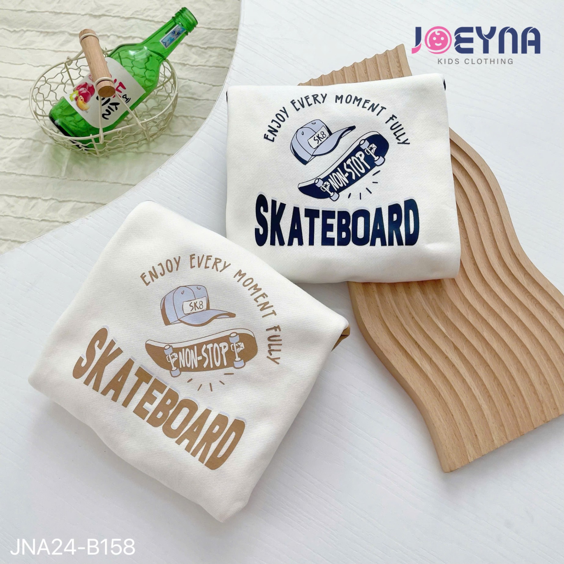 JOEYNA - JNA24-B158- SET BỘ NỈ BÔNG IN CHỮ SKATEBOARD