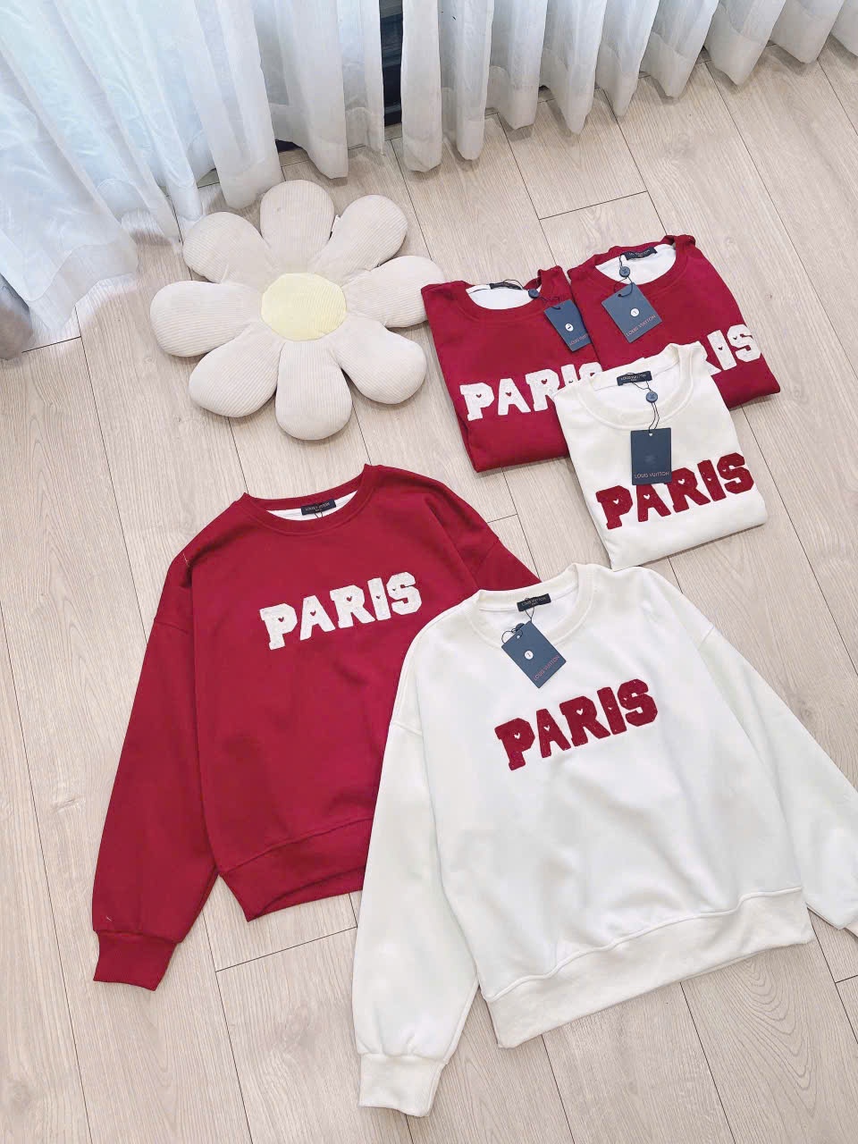 H3749- ÁO NỈ THÊU XÙ CHỮ PARIS