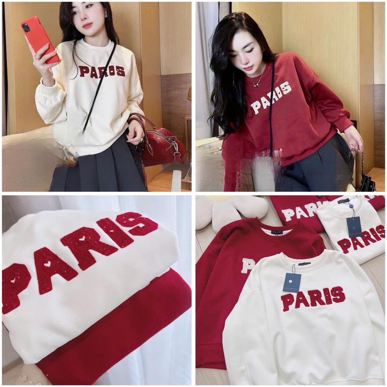 H3749- ÁO NỈ THÊU XÙ CHỮ PARIS