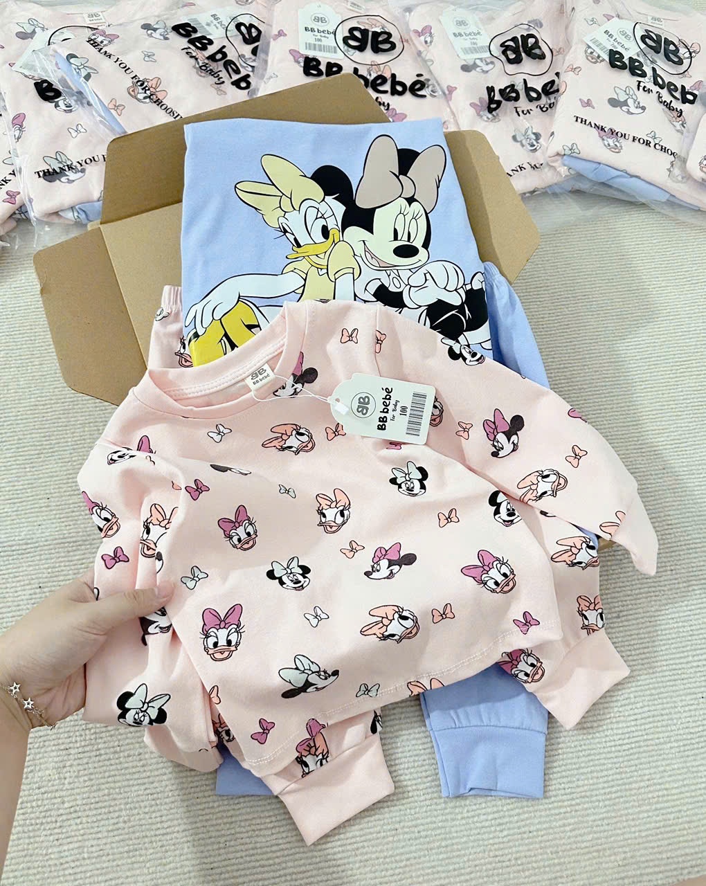 H3777- SET 2 BỘ ZIP HÌNH MICKY XANH HỒNG