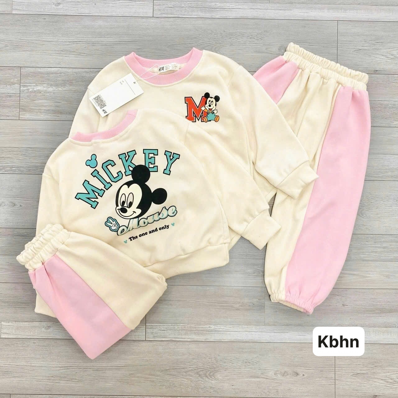 H3826- BỘ NỈ MICKY KEM PHỐI HỒNG