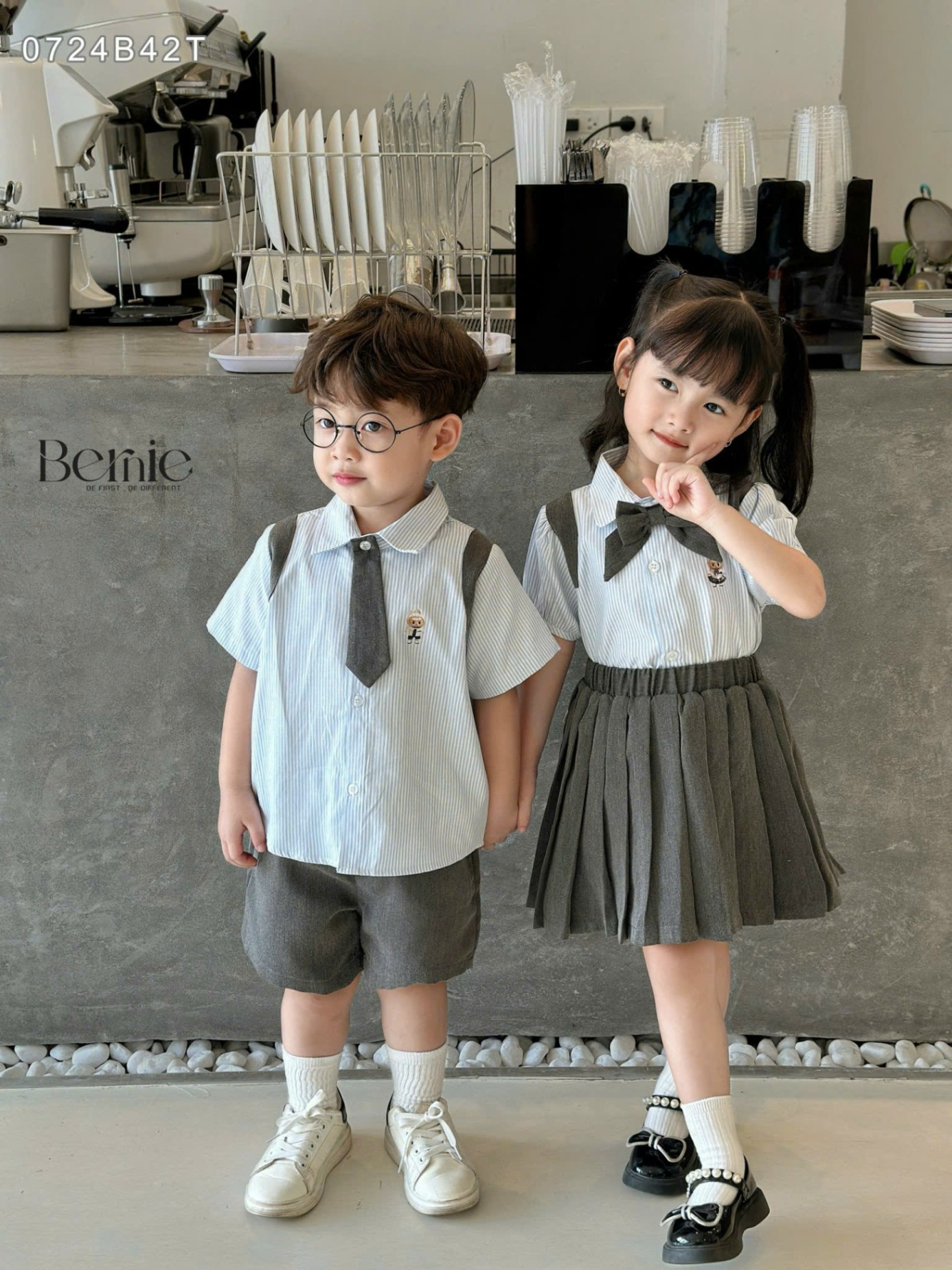 BERNIE- 0724B42G- 0724B42T- SET ĐỒNG PHỤC ĐÔI LABUBU CHO BÉ TRAI VÀ BÉ GÁI