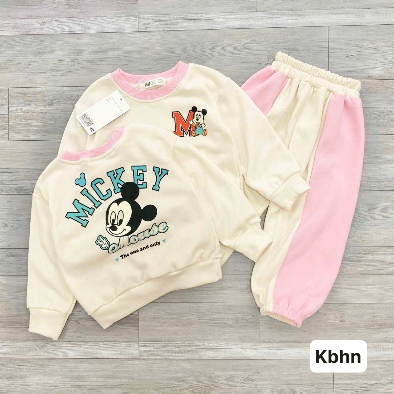 H3826- BỘ NỈ MICKY KEM PHỐI HỒNG