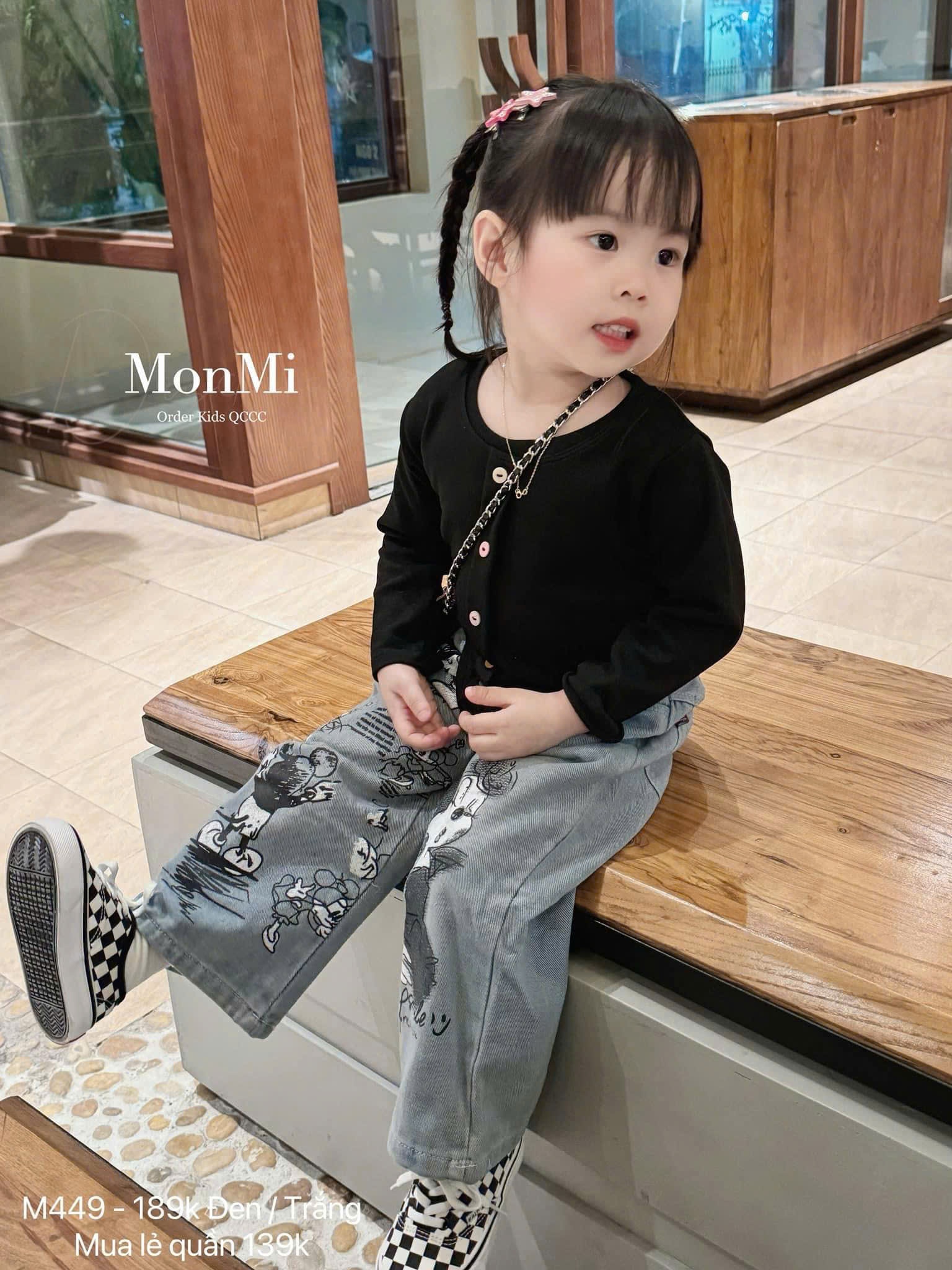 Y2085-SET BÉ GÁI ÁO ZIP CÚC MÀU QUẦN BÒ MICKEY