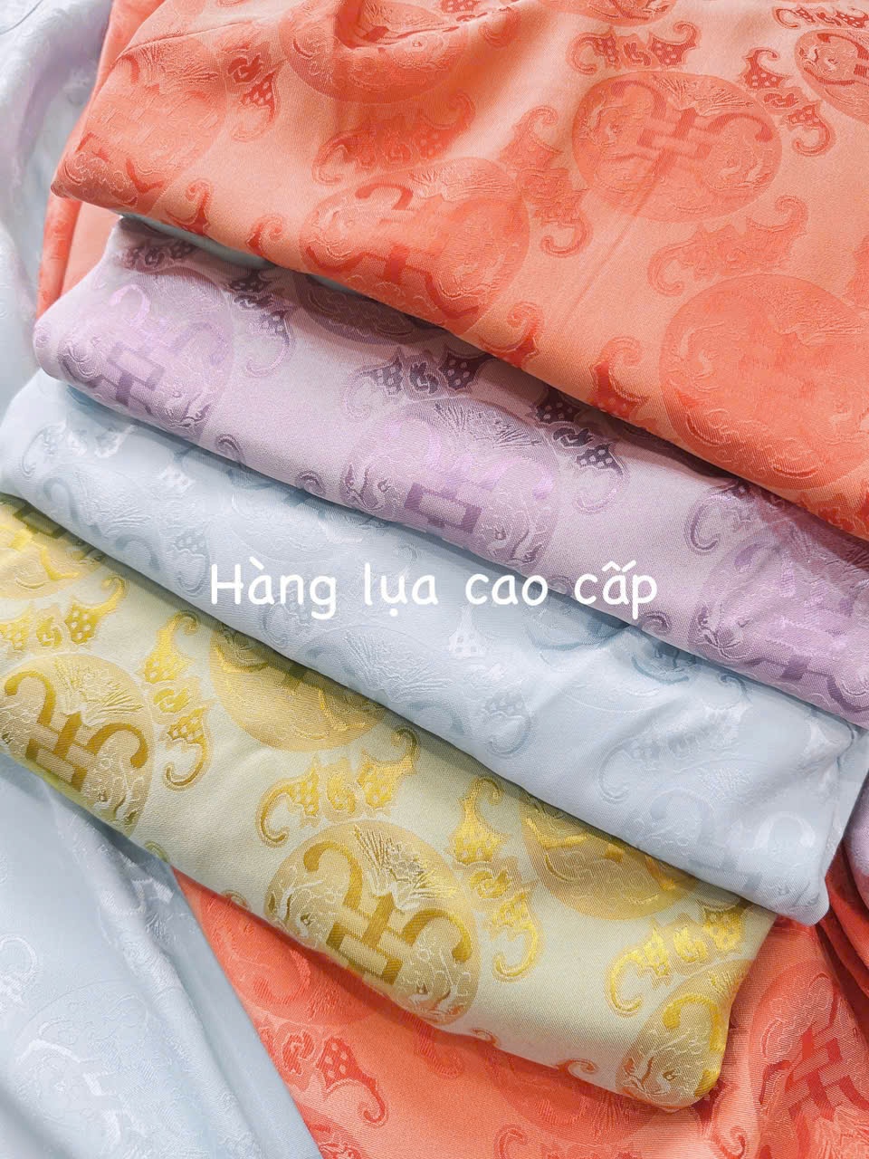 H4026- ÁO DÀI GẤM LỤA TƠ TẰM CAO CẤP 4 MÀU