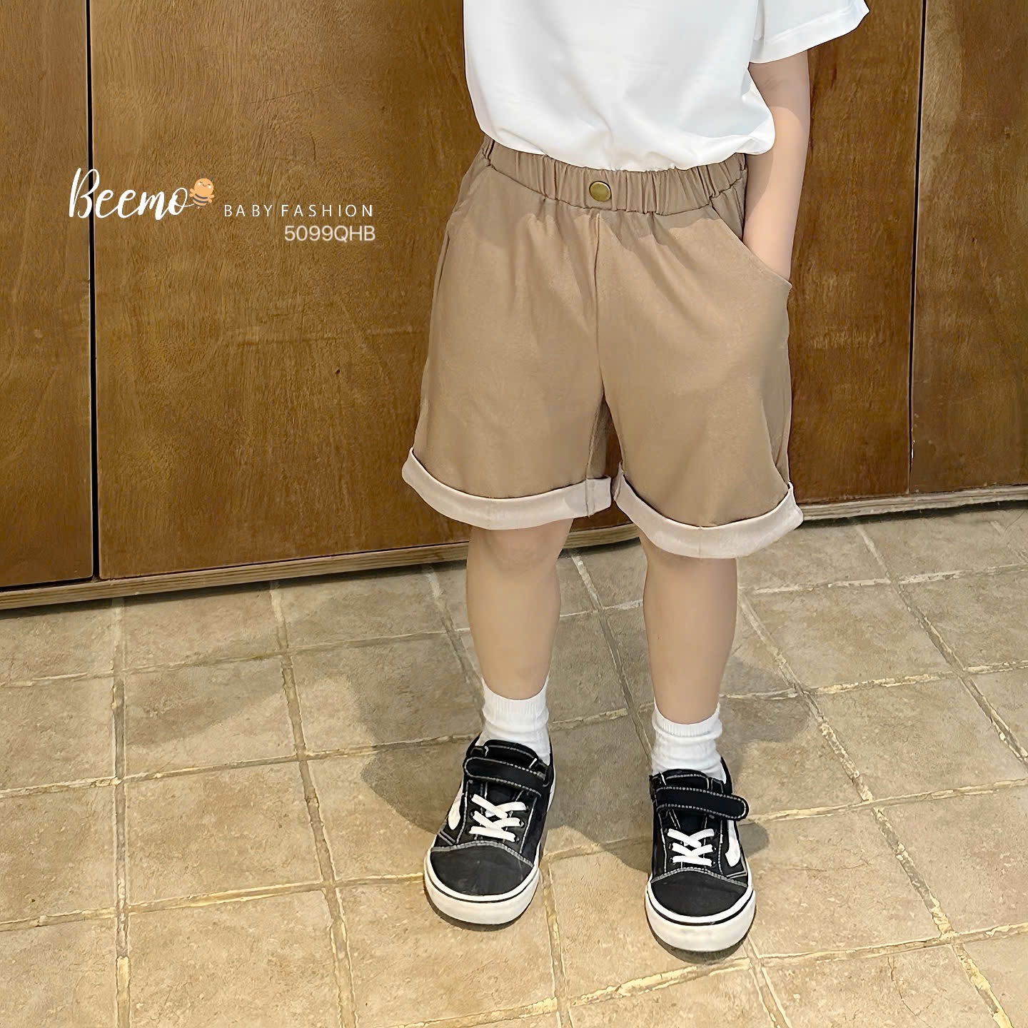5099QHB- QUẦN SHORT GIẢ JEANS GẬP GẤU BASIC