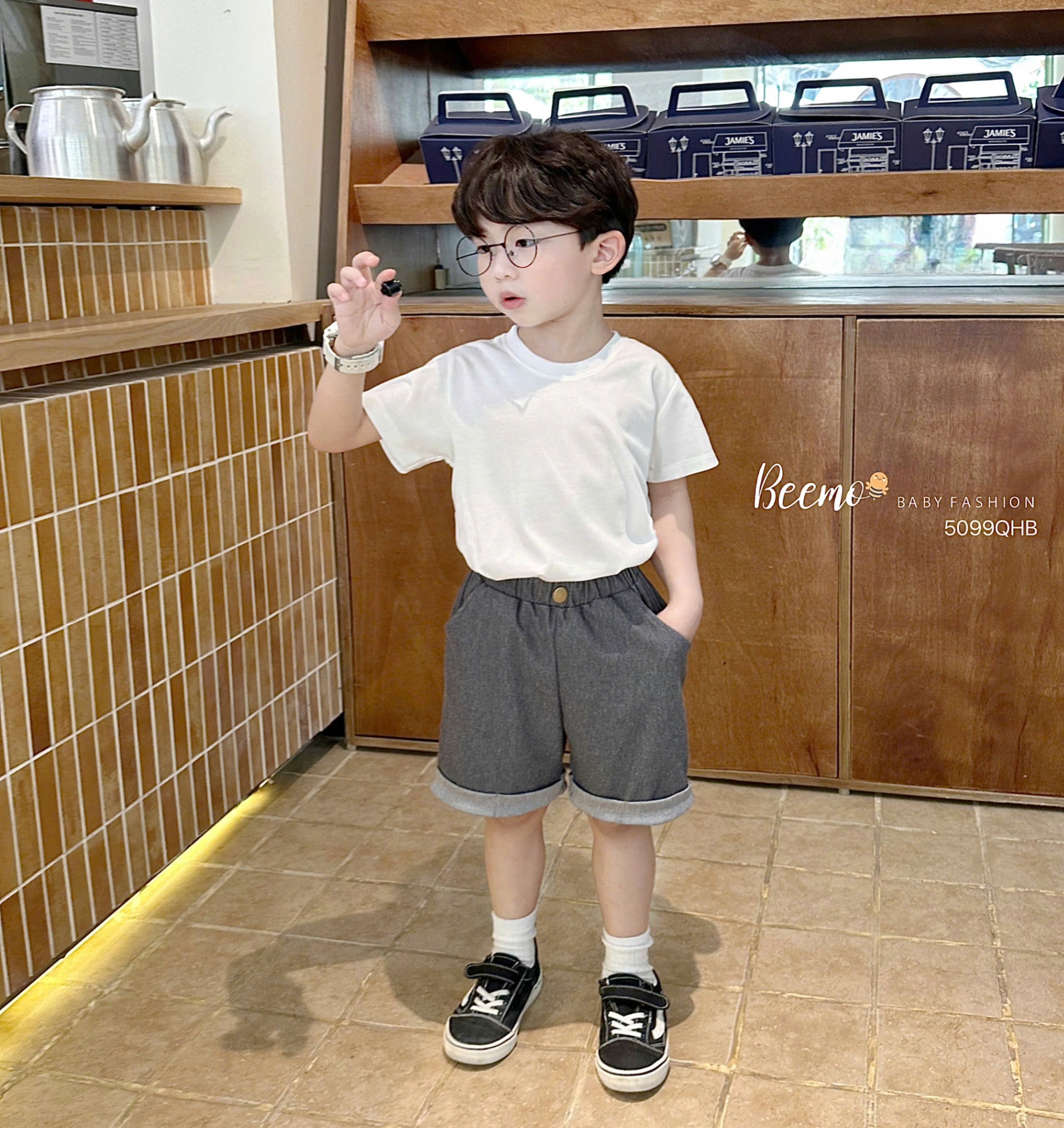 5099QHB- QUẦN SHORT GIẢ JEANS GẬP GẤU BASIC