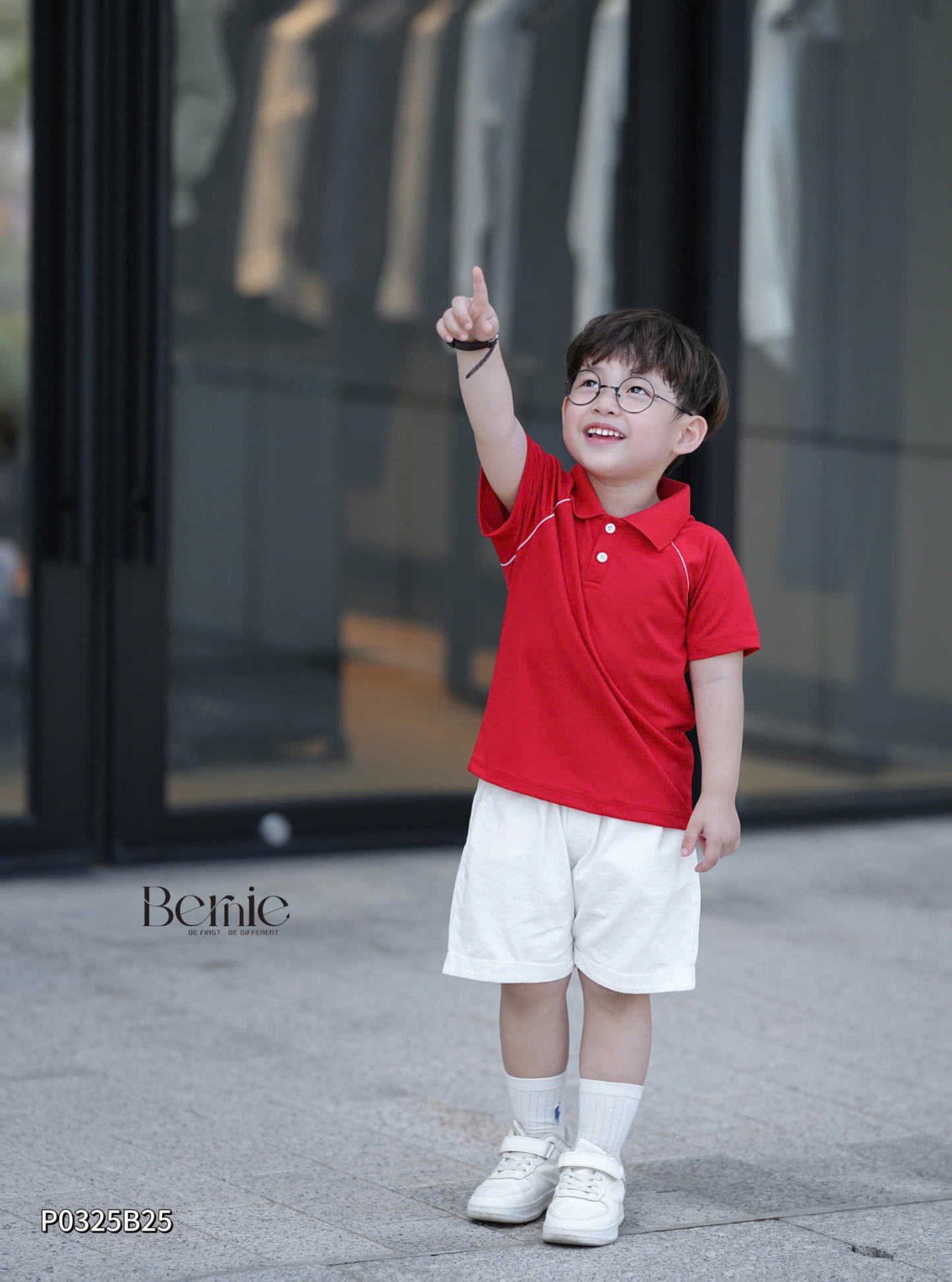 P0325B25 - SET POLO BÉ TRAI ĐỎ PHỐI VIỀN