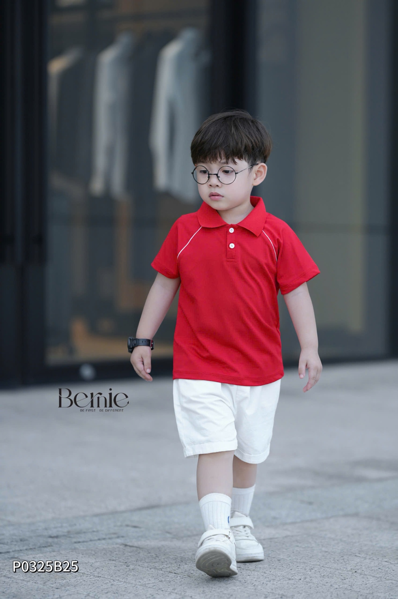 P0325B25 - SET POLO BÉ TRAI ĐỎ PHỐI VIỀN