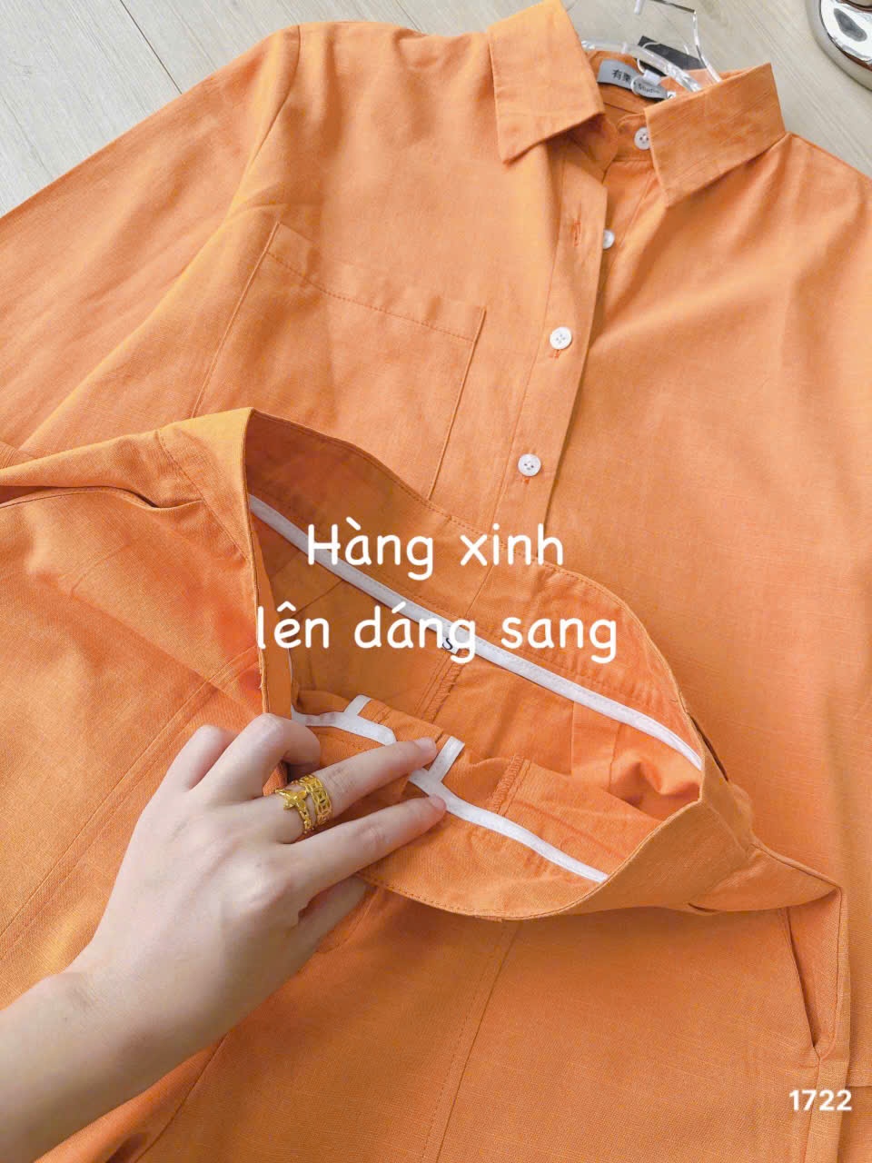 L291-SET BỘ ORANGE NƠ SAU XẮN TAY QUẦN SHORT LỠ NỮ