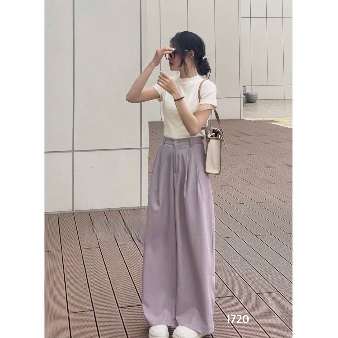 L289-SET QUẦN SUÔNG TÍM 2LI MIX ÁO DÍP THÊU NỮ