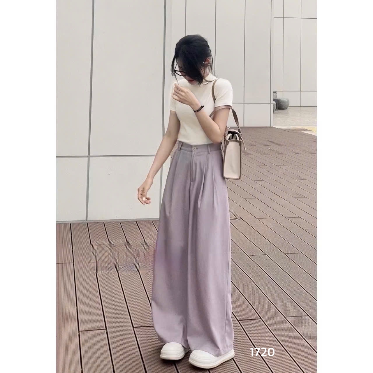 L289-SET QUẦN SUÔNG TÍM 2LI MIX ÁO DÍP THÊU NỮ
