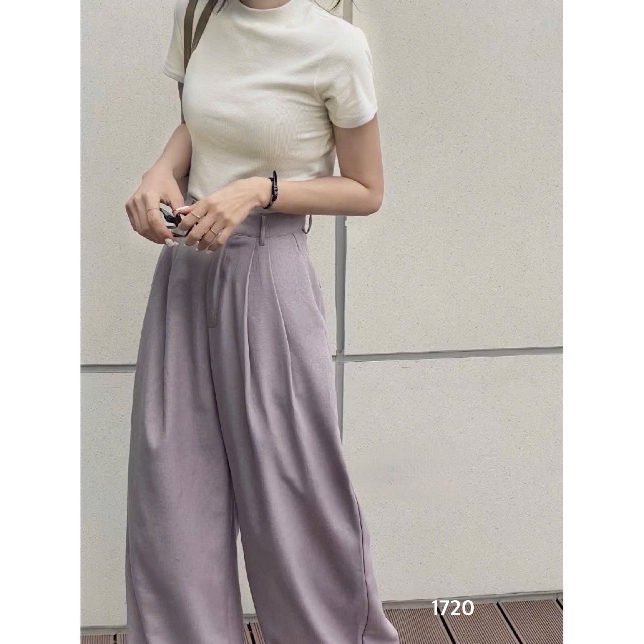 L289-SET QUẦN SUÔNG TÍM 2LI MIX ÁO DÍP THÊU NỮ