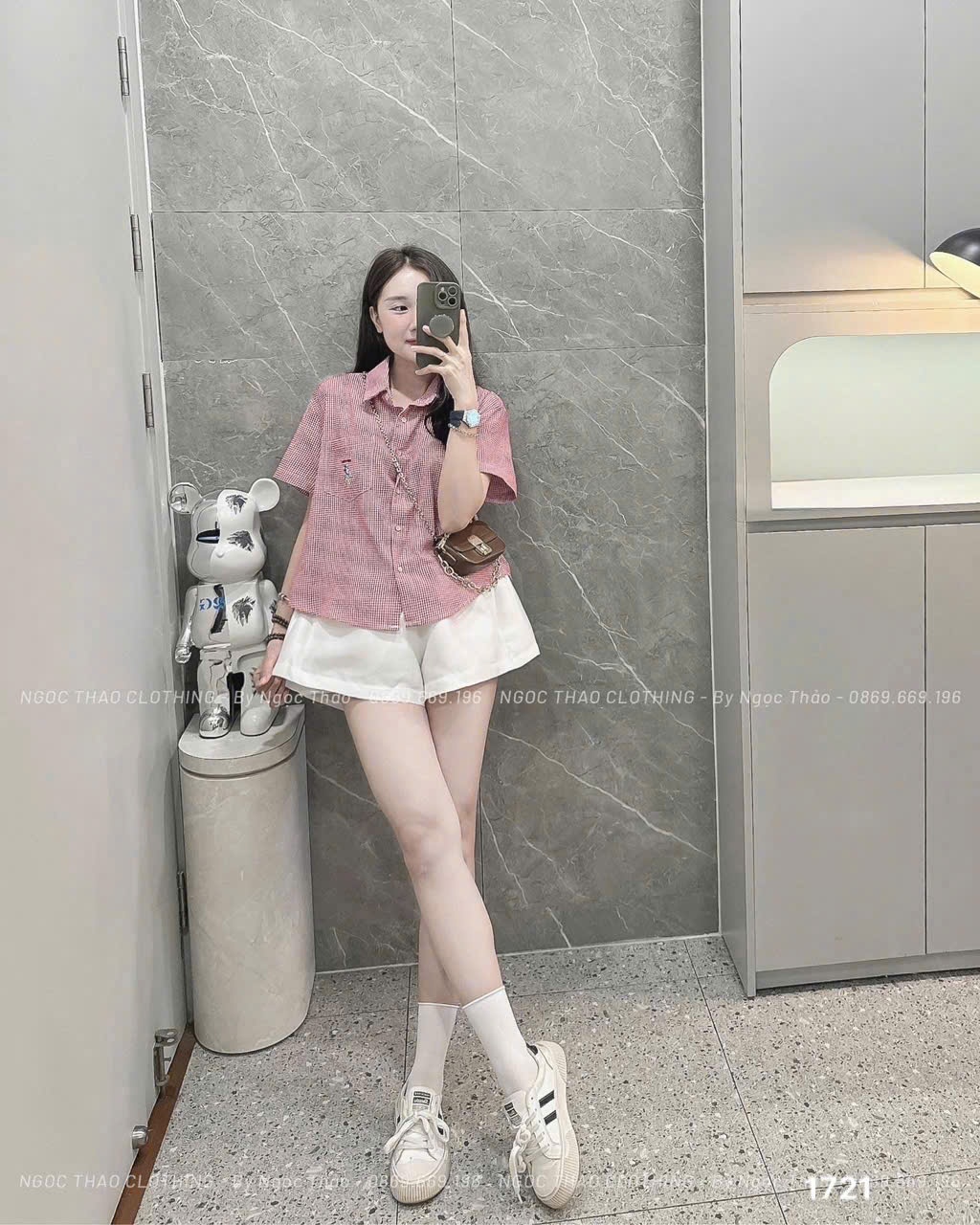 L292-ÁO SƠ MI KẺ CỘC THÊU MK TÚI - GU CAO CẤP