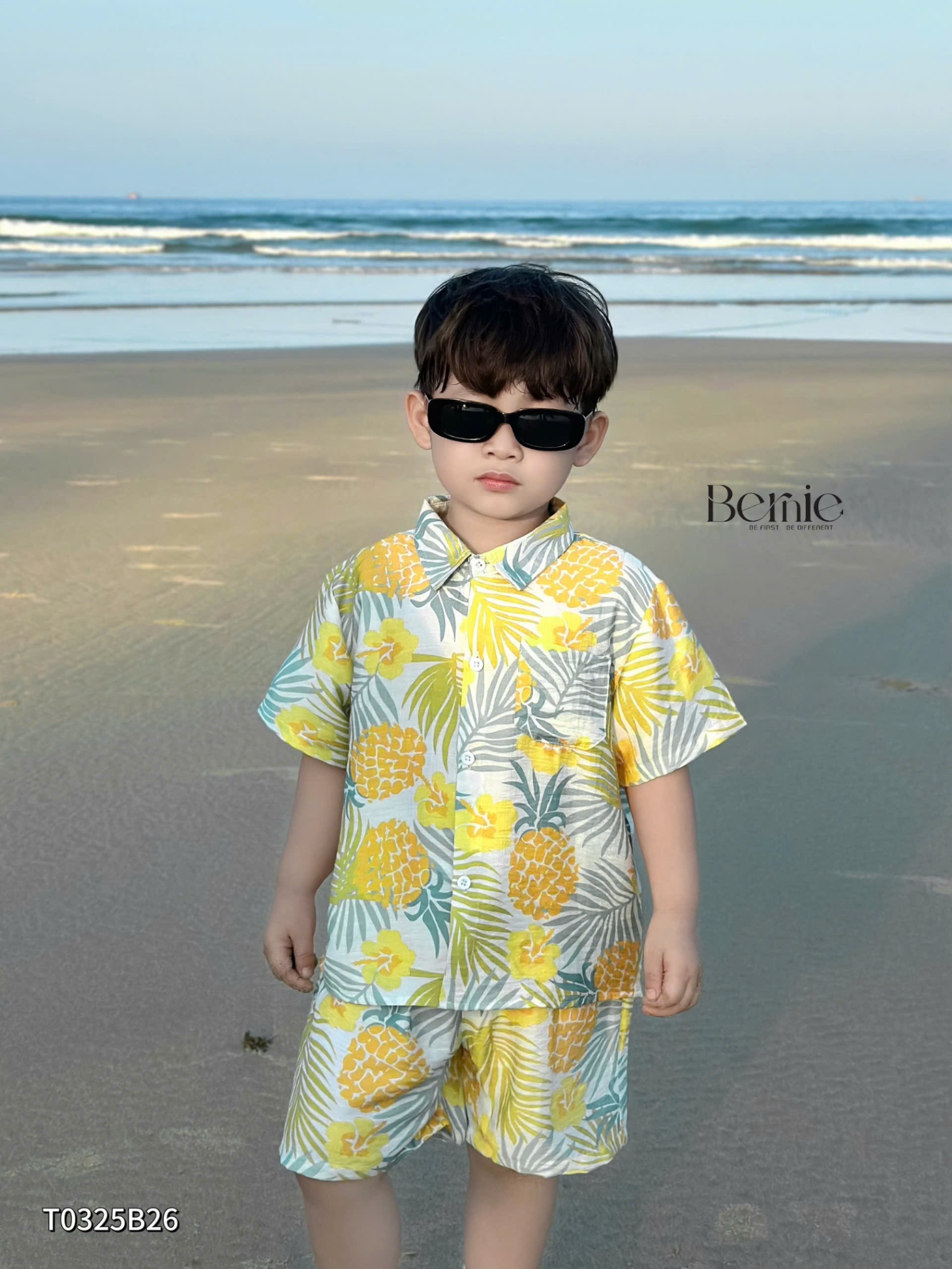 T0325B26 - SET SƠ MI ĐŨI ĐI BIỂN HỌA TIẾT CHO BÉ YÊU