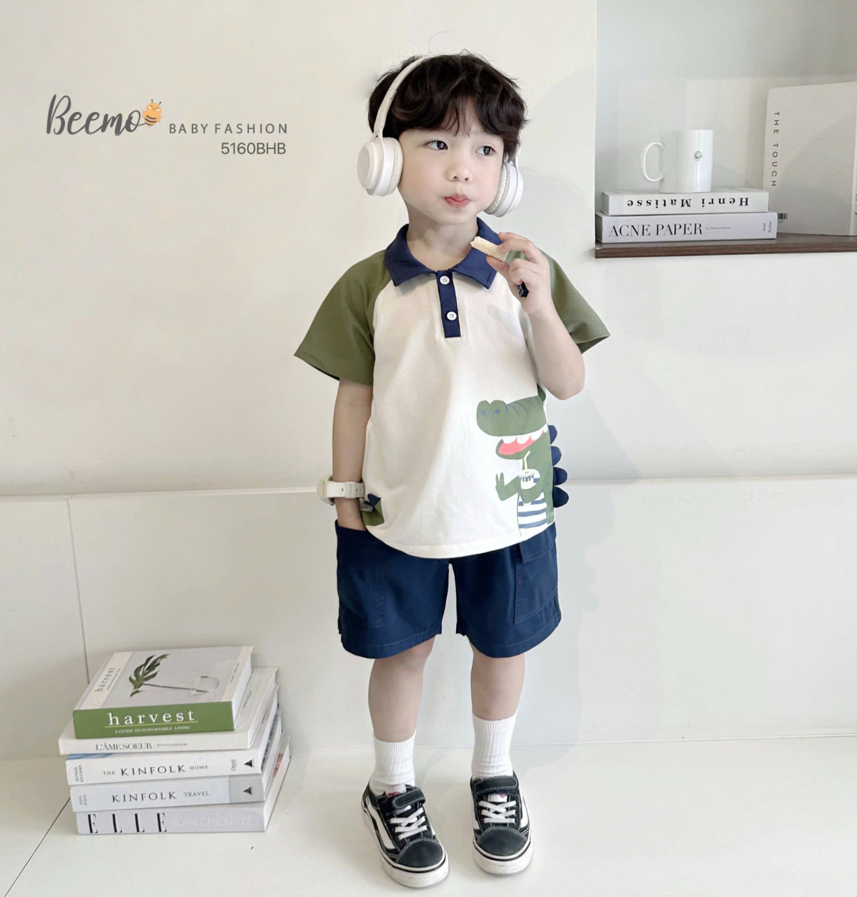 5160BHB- SET CỘC TAY RAGLAN HÌNH CÁ SẤU CỰC YÊU