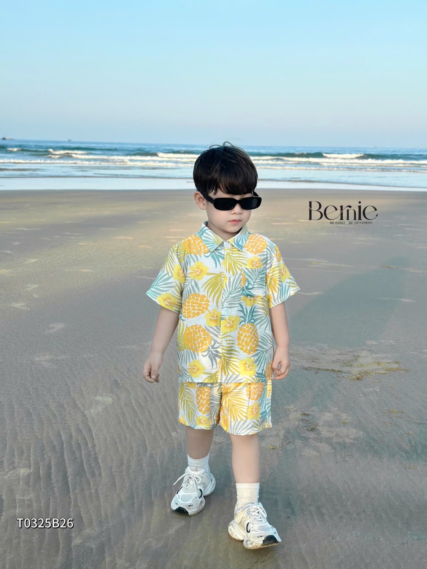 T0325B26 - SET SƠ MI ĐŨI ĐI BIỂN HỌA TIẾT CHO BÉ YÊU
