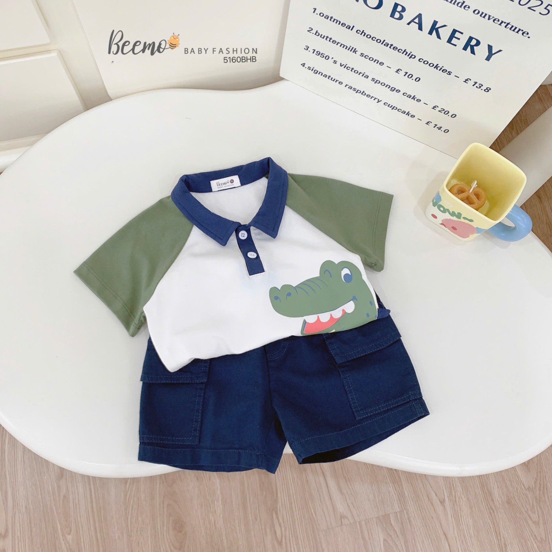 5160BHB- SET CỘC TAY RAGLAN HÌNH CÁ SẤU CỰC YÊU