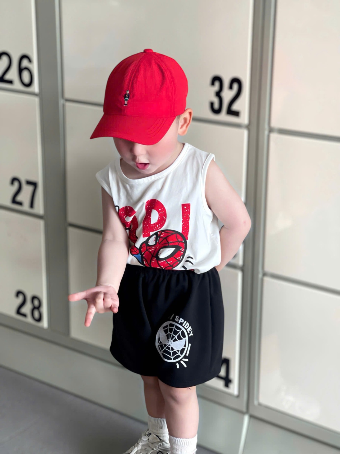 Y4504 - SET 2 BỘ ĐÙI BÉ TRAI BA LỖ NHỆN đỏ trắng SPIDEY