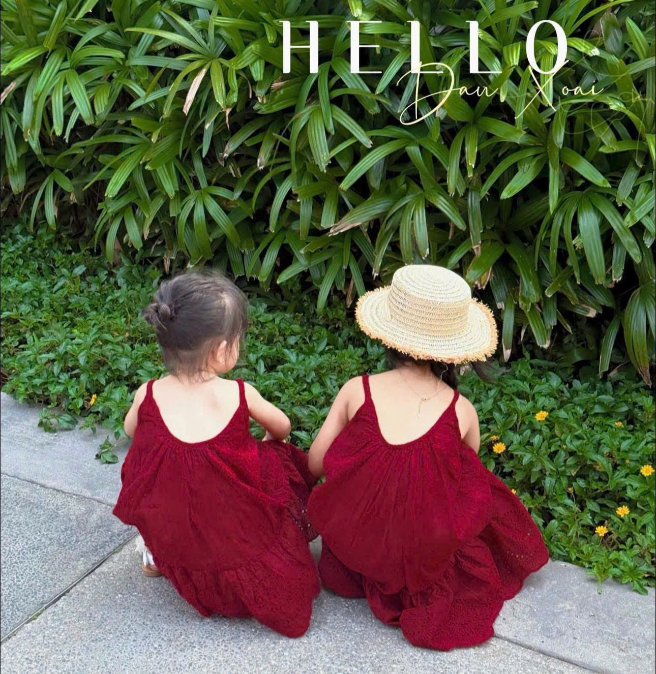 L352-SET VÁY ĐỎ MẸ BÉ ĐI BIỂN
