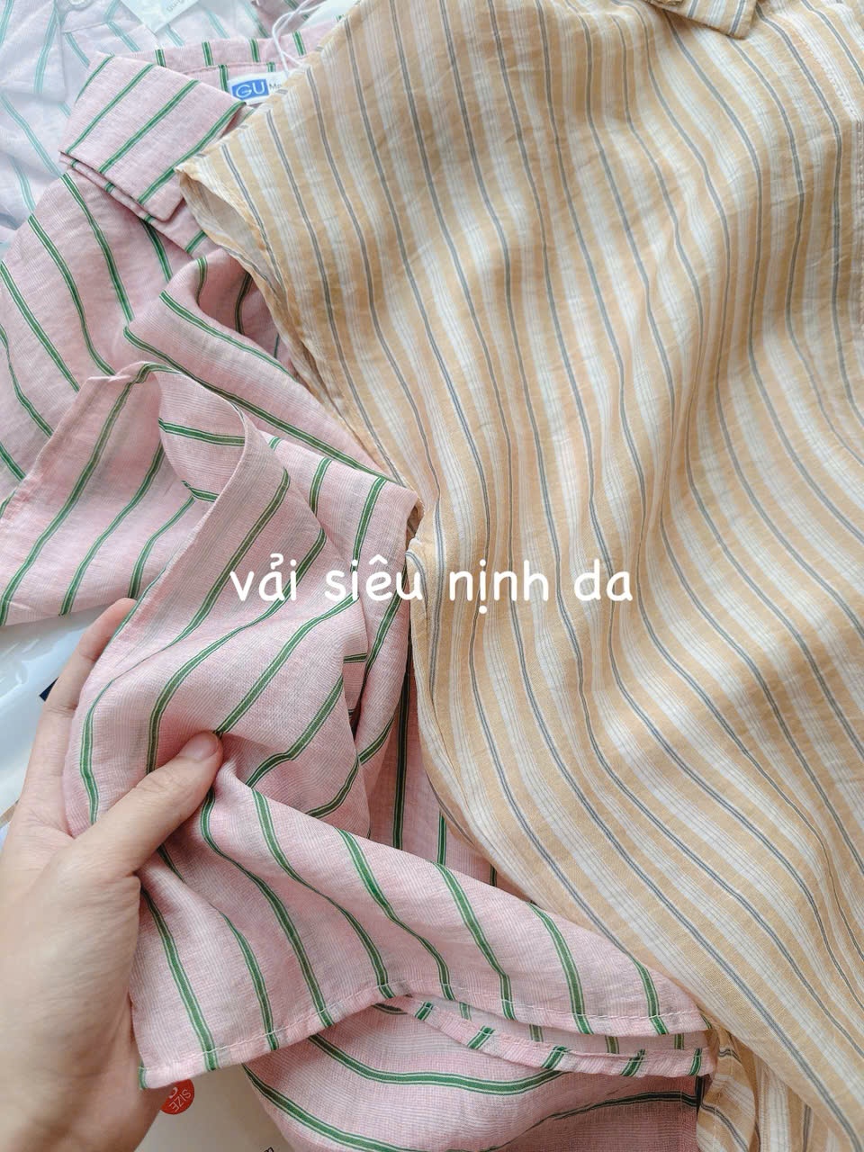 Y4538 - ÁO SƠ MI NỮ SỌC CỔ CÚC NGỌC TAY HẾN