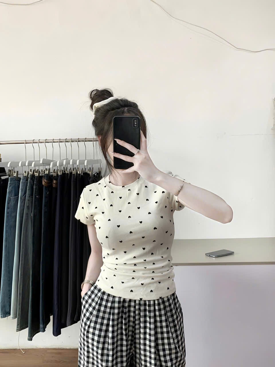 Y4532-SET 2 QUẦN NỮ SUÔNG KẺ CARO ĐEN XANH
