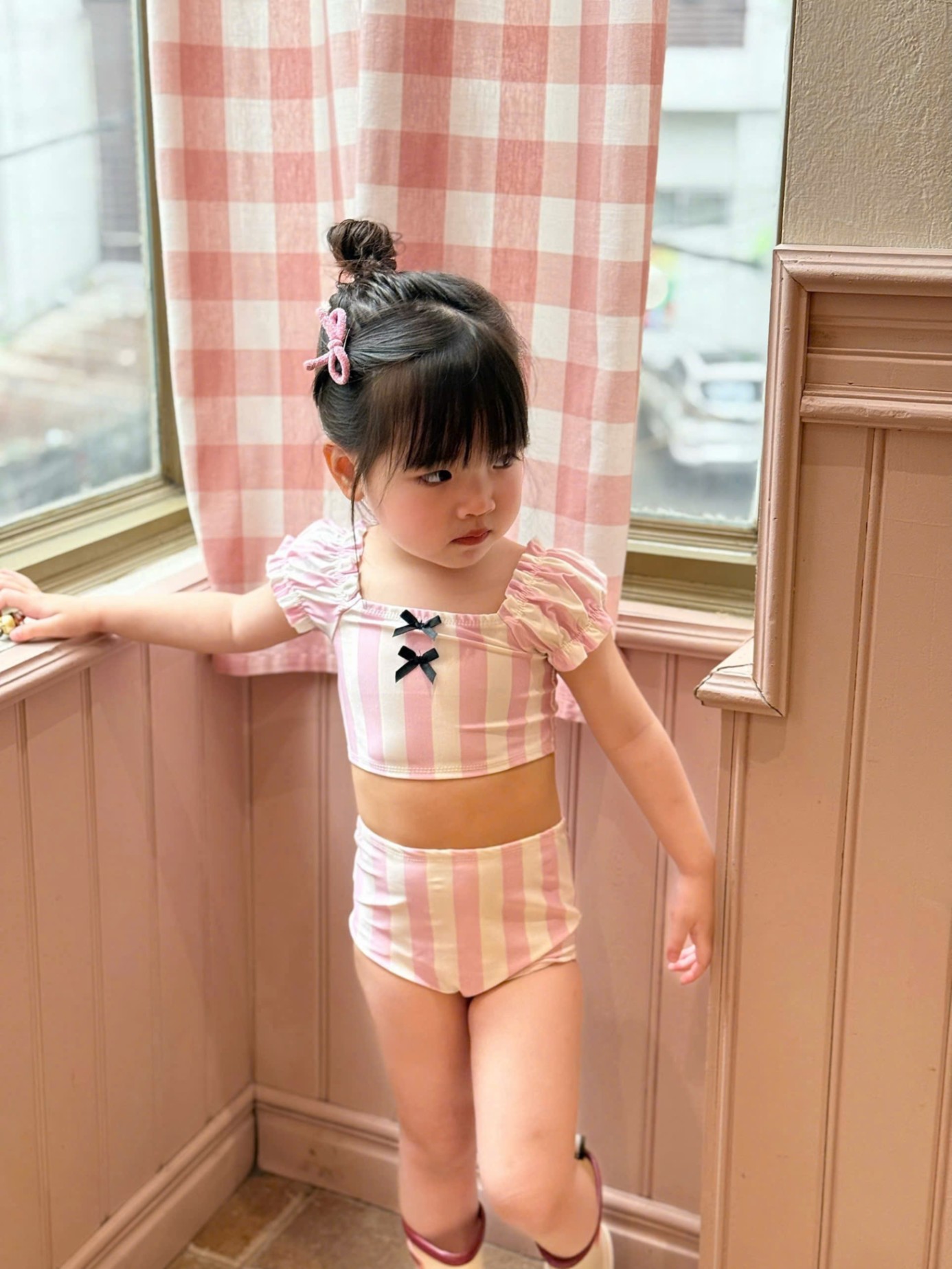 Y4530-SET BƠI BÉ GÁI 3CT KẺ HỒNG ĐÍNH NƠ