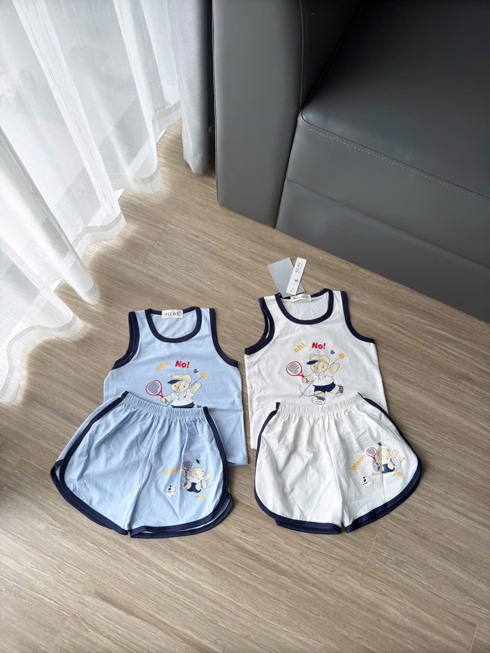 Y4542-SET 2 BỘ ĐÙI BÉ TRAI BA LỖ OH NO XANH TRẮNG
