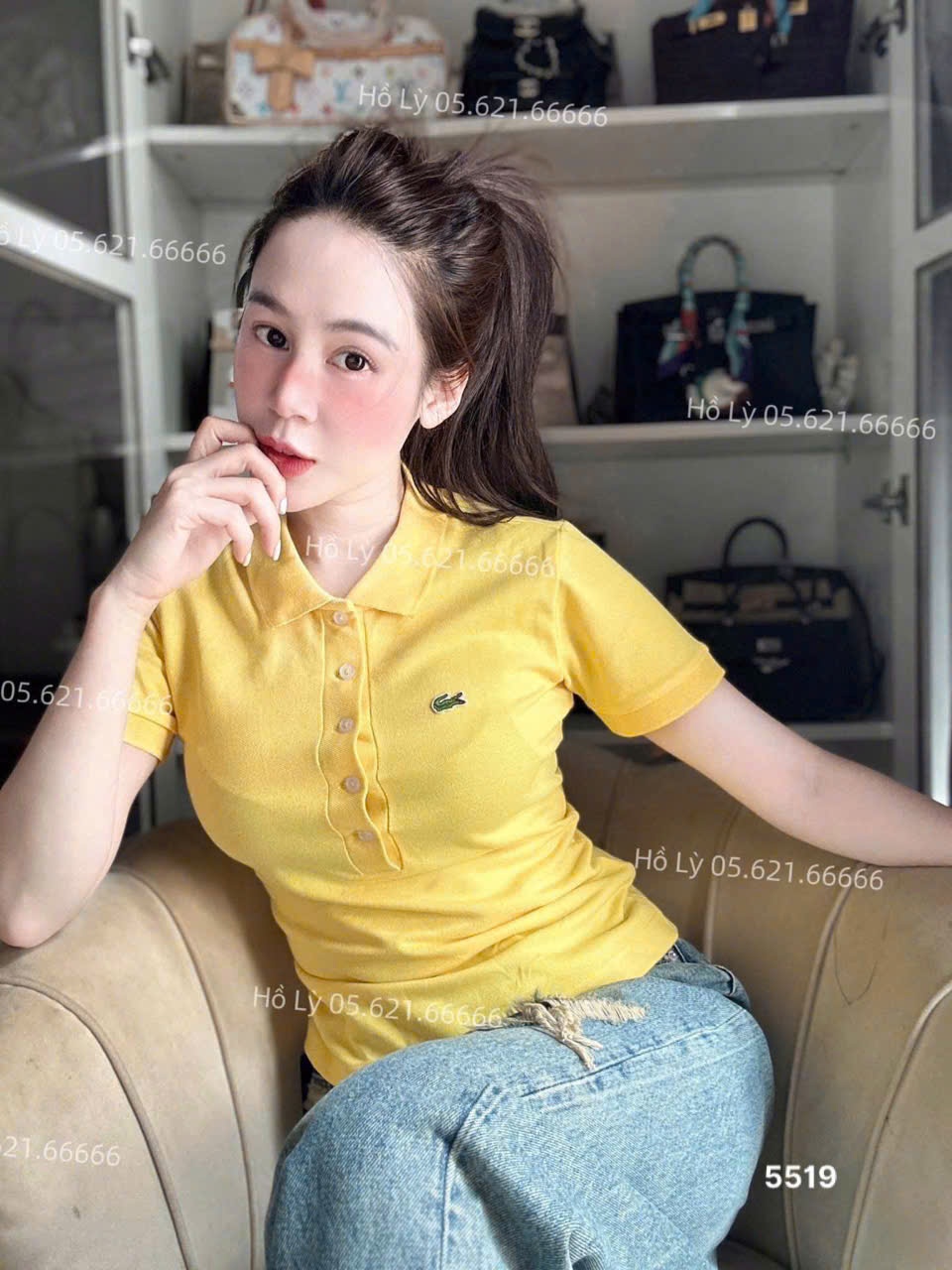 L369-ÁO POLO CÁ SẤU VÀNG NỮ