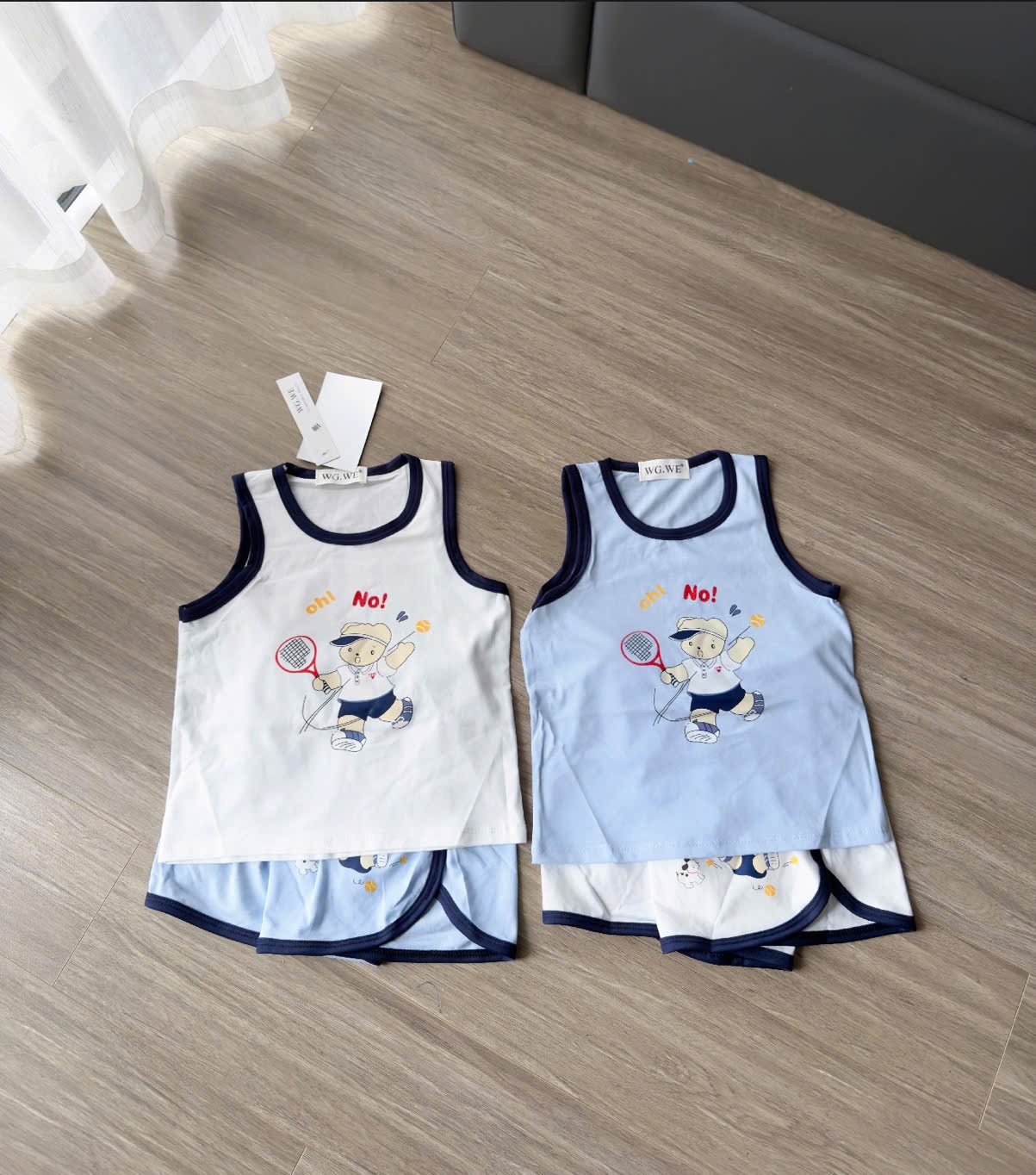 Y4542-SET 2 BỘ ĐÙI BÉ TRAI BA LỖ OH NO XANH TRẮNG