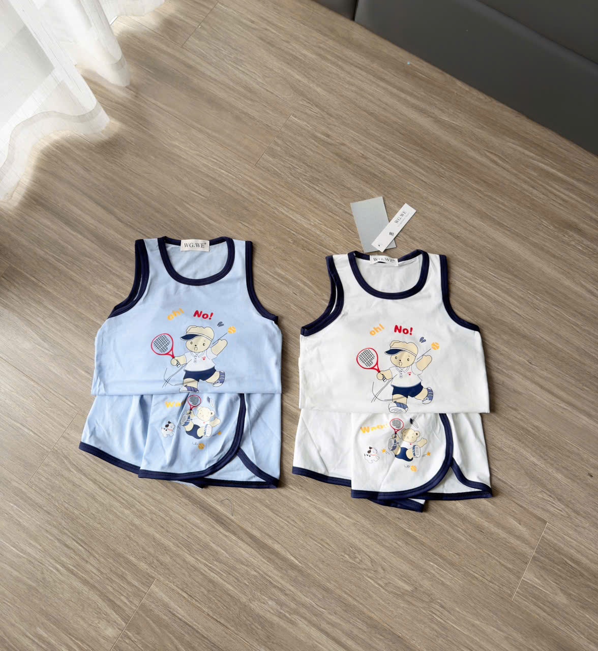 Y4542-SET 2 BỘ ĐÙI BÉ TRAI BA LỖ OH NO XANH TRẮNG