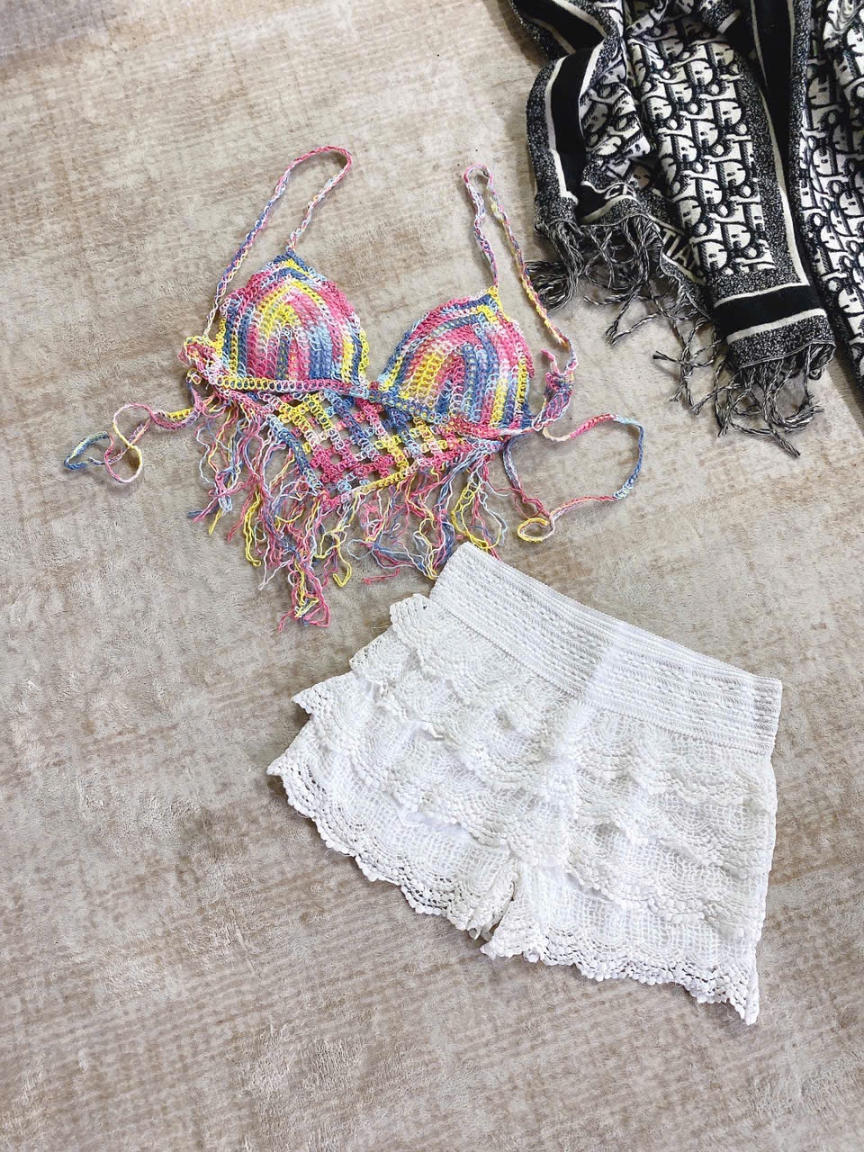 Y4072 - SET BRA REN SẮC MÀU QUẦN BE QC