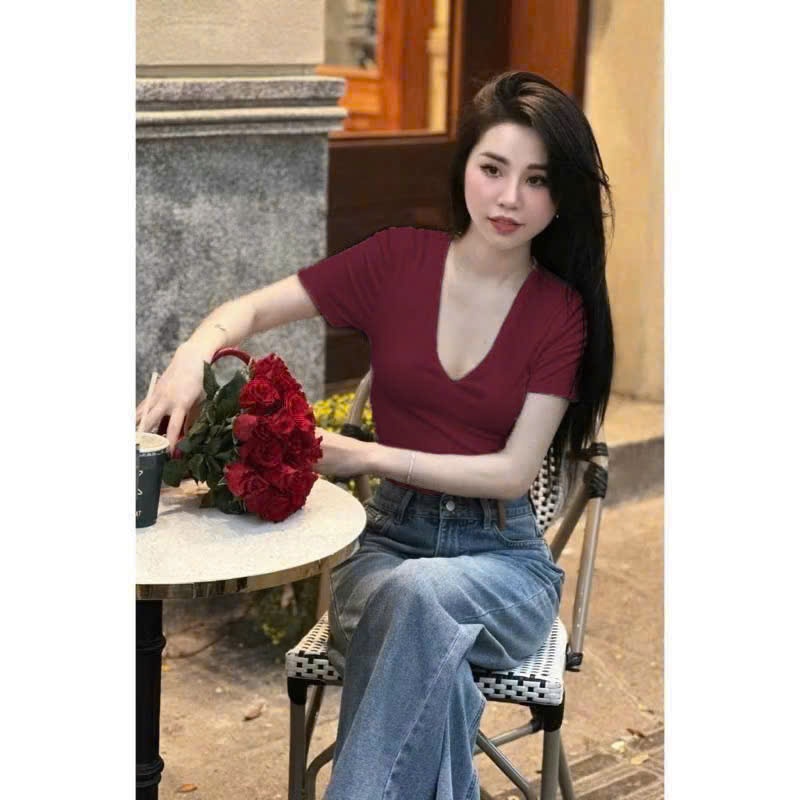 Y4560-ÁO ZIP NỮ TRƠN CỔ TIM CỘC TAY