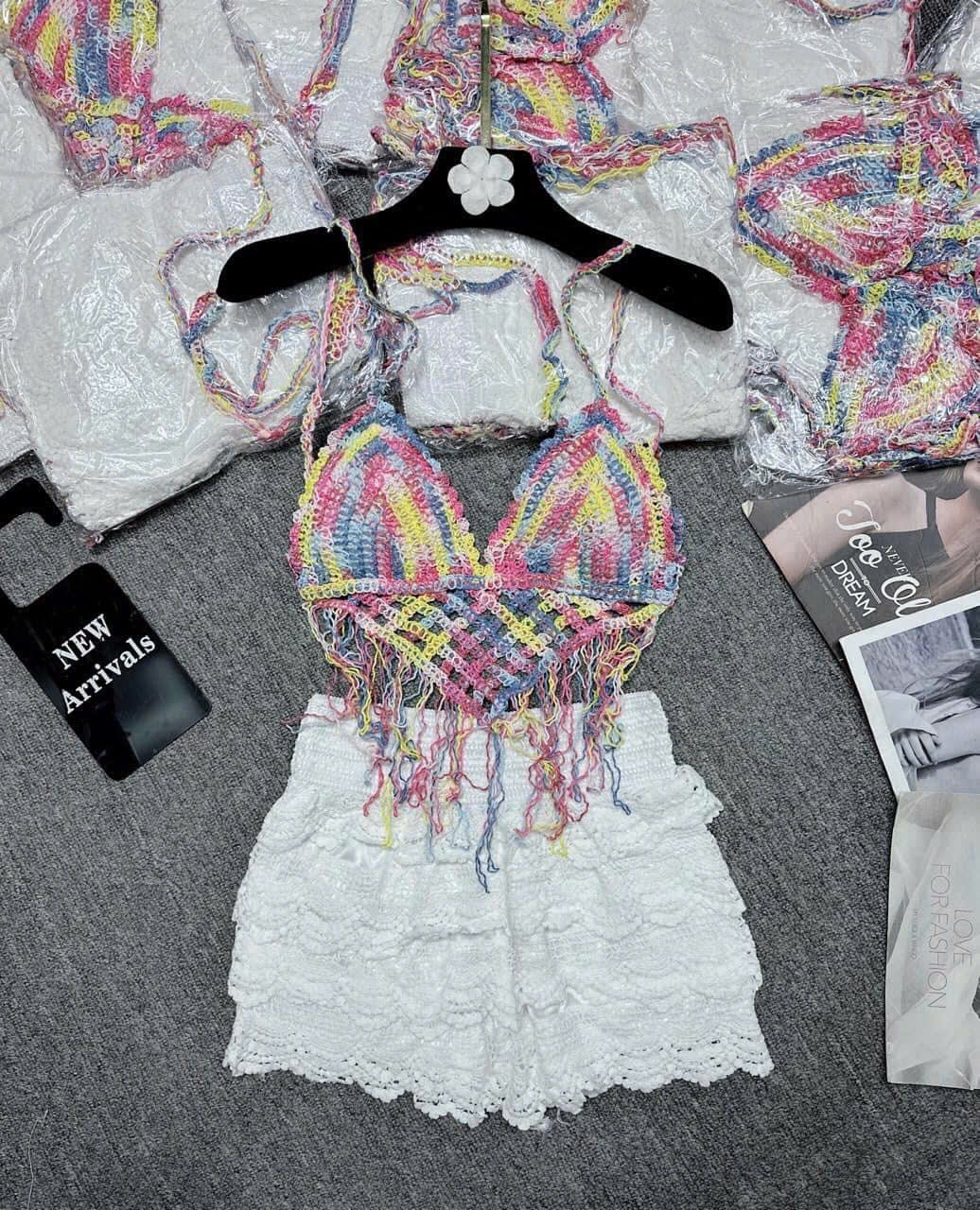 Y4072 - SET BRA REN SẮC MÀU QUẦN BE QC