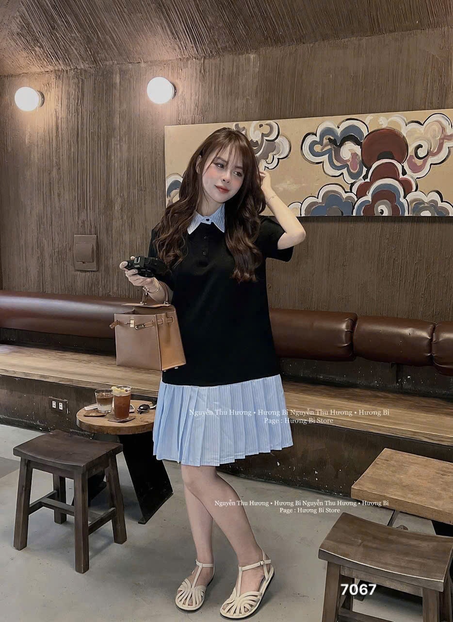 L380 - VÁY PHỐI CỔ SƠ MI