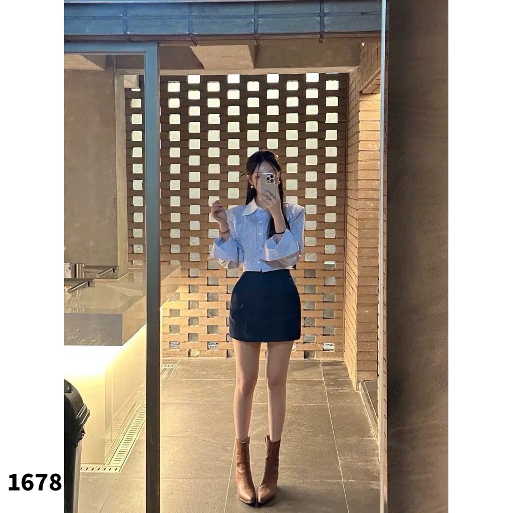 L379 - ÁO SƠ MI PHỐI LI EO ĐỆM VAI