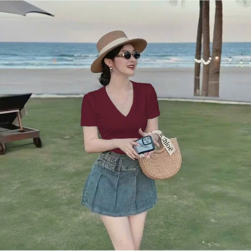 Y4560-ÁO ZIP NỮ TRƠN CỔ TIM CỘC TAY