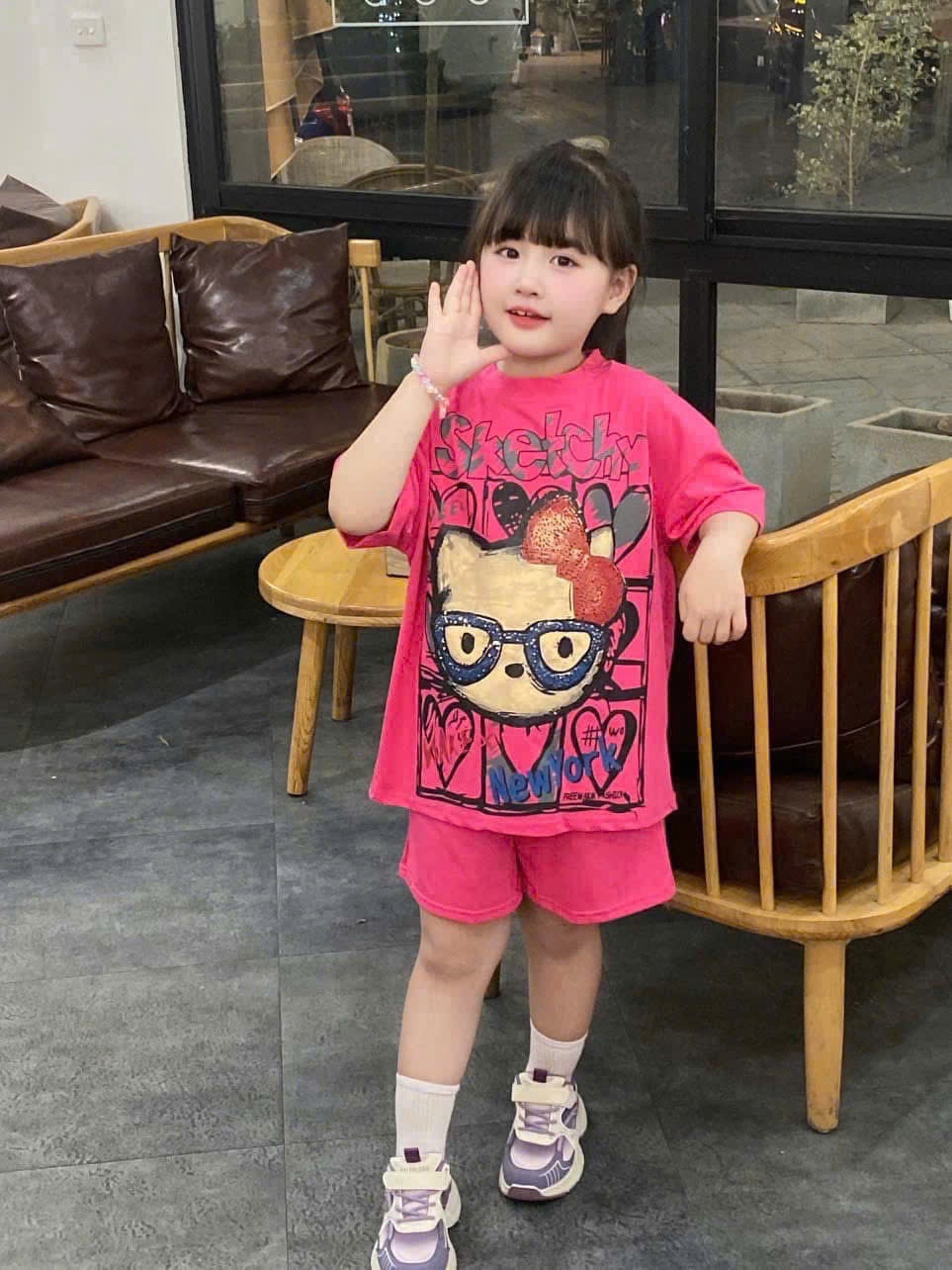 Y4563-BỘ ĐÙI BÉ GÁI SIZE ĐẠI HỒNG MÈO SKETCHY