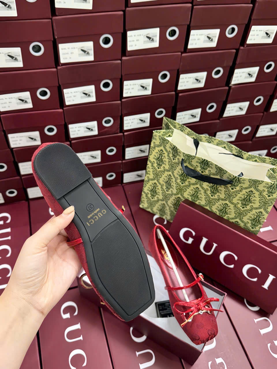 L397-GIÀY GUCCI ĐỎ BÚP BÊ