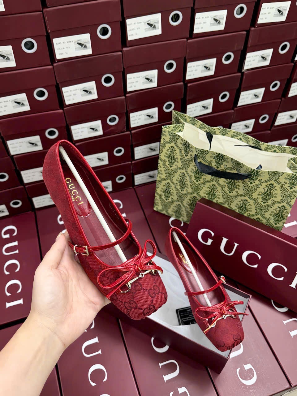 L397-GIÀY GUCCI ĐỎ BÚP BÊ
