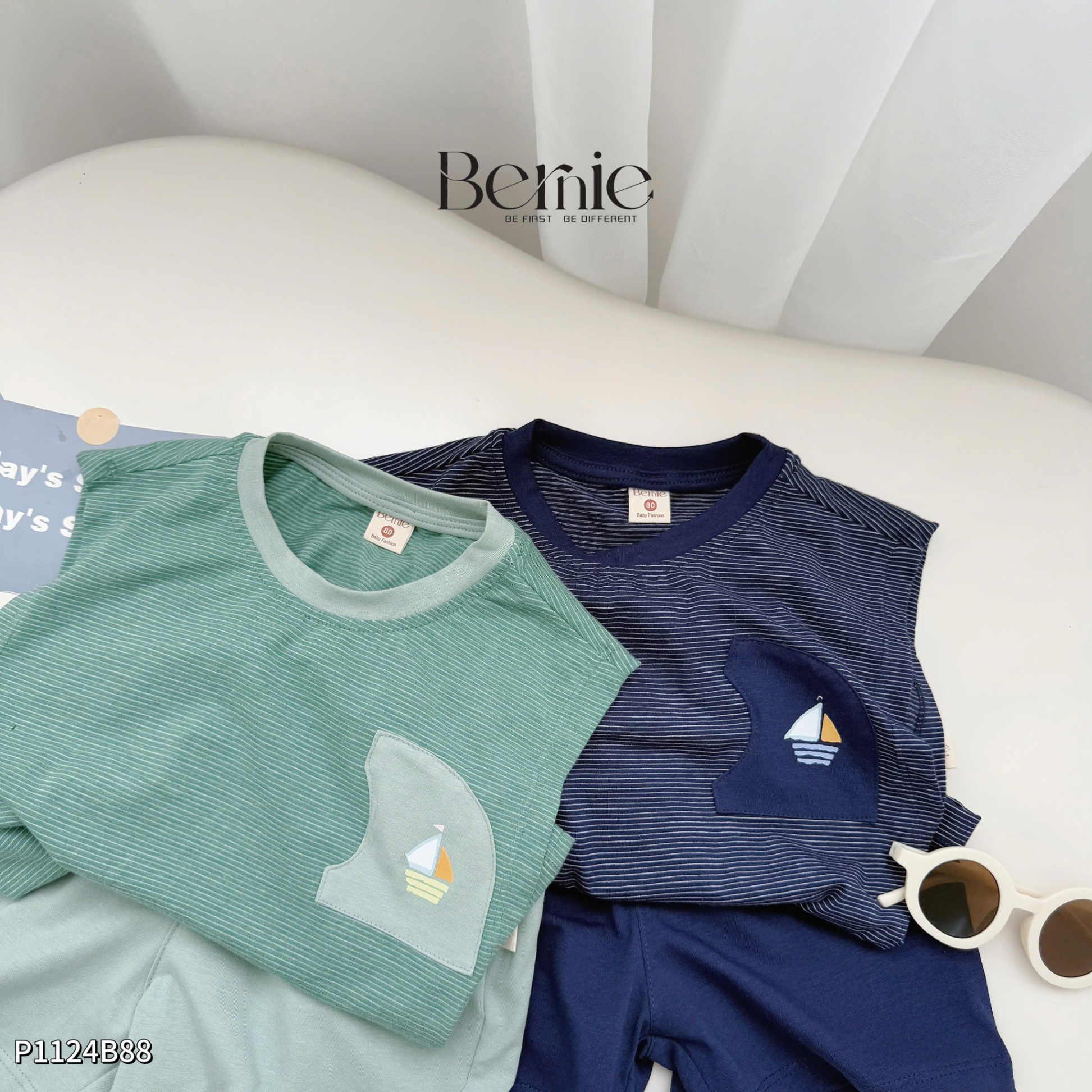 BERNIE- P1124B88- SET TANKTOP KẺ NGANG CHO BÉ