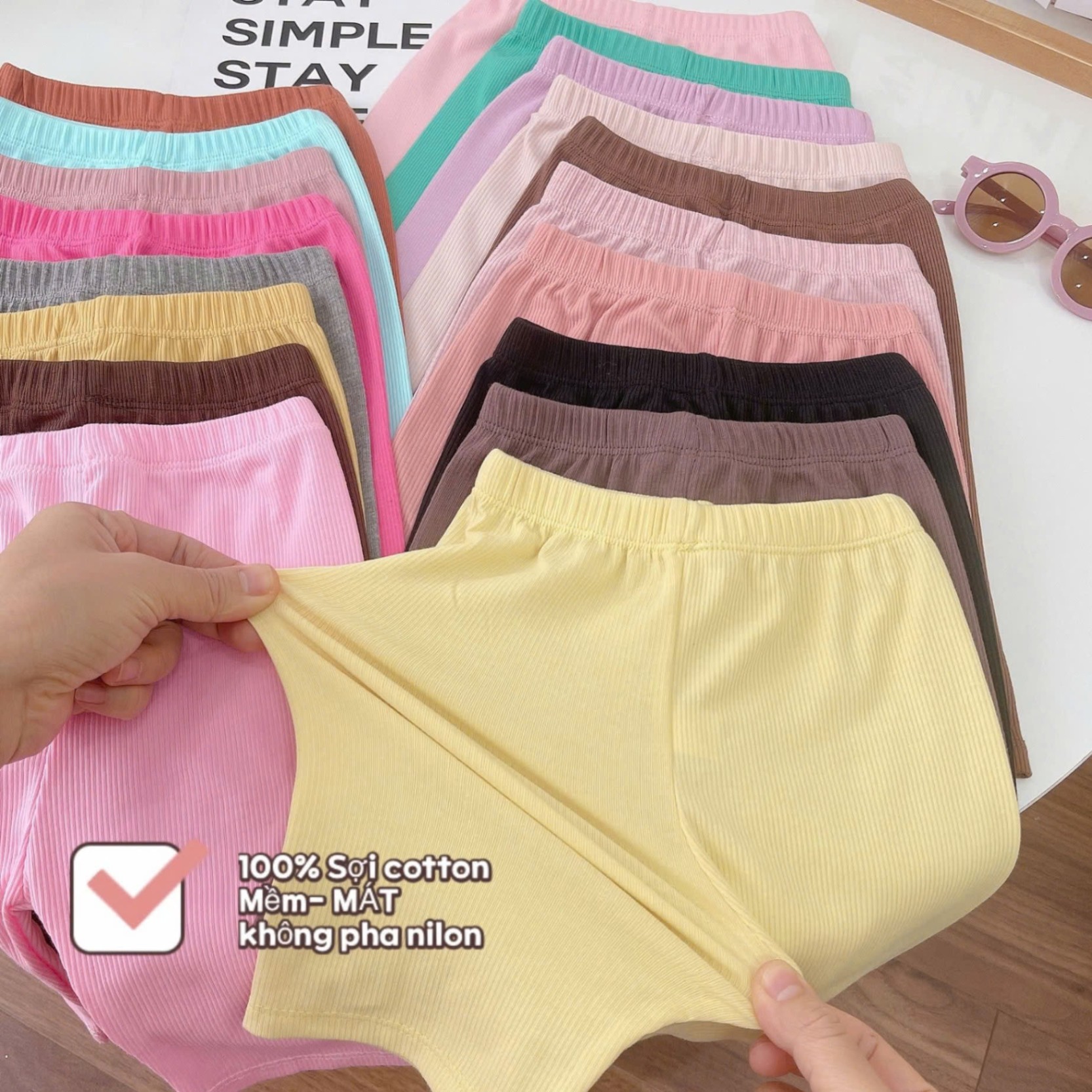 ST248 - SET 4 QUẦN LEGGING TĂM LỬNG TRƠN