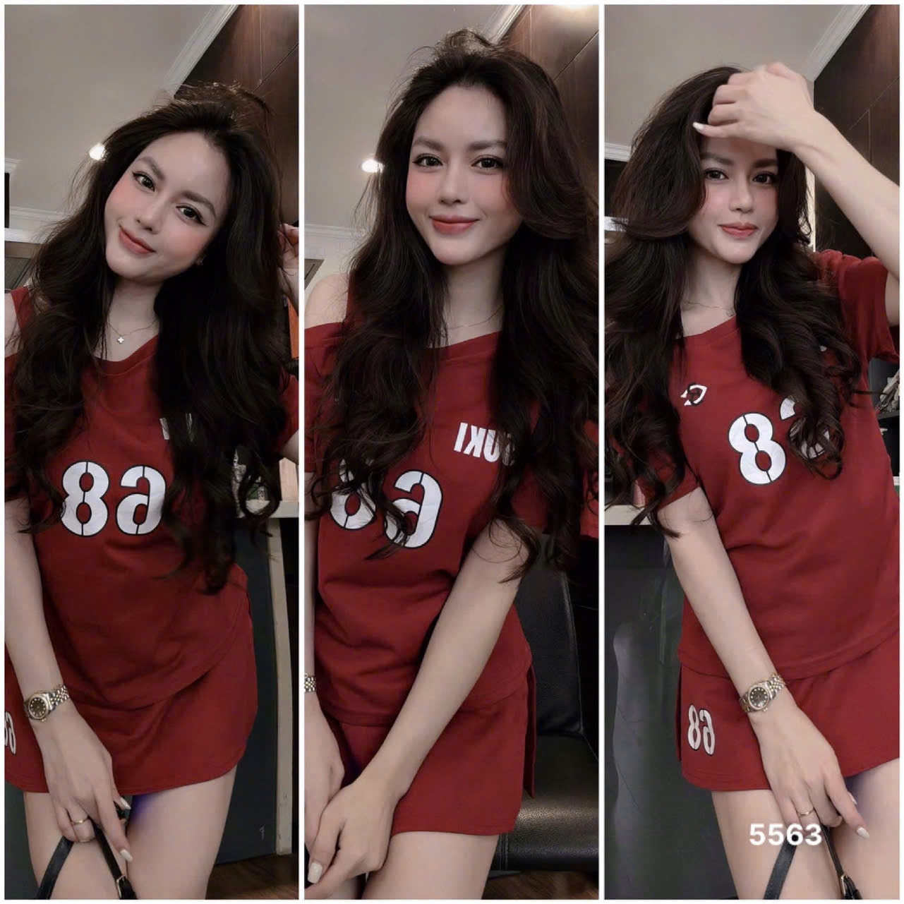 L447-SET COTTON TÀU ÁO LỆCH NỮ