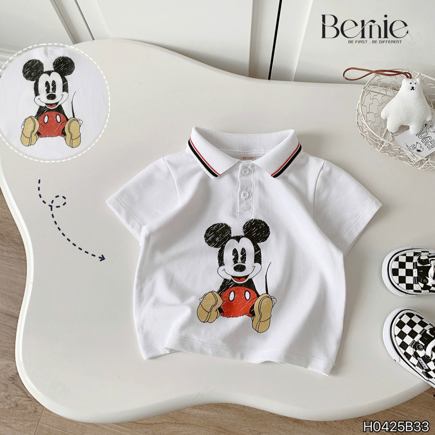 H0425B33-SET POLO CỘC TAY MICKEY MOUSE QUẦN IN TRÀN