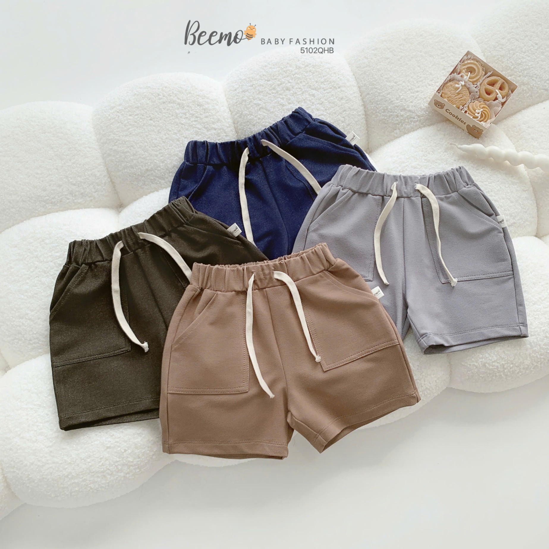 5102QHB-QUẦN SHORTS DA CÁ GIẢ BÒ PHỐI DÂY RỦT