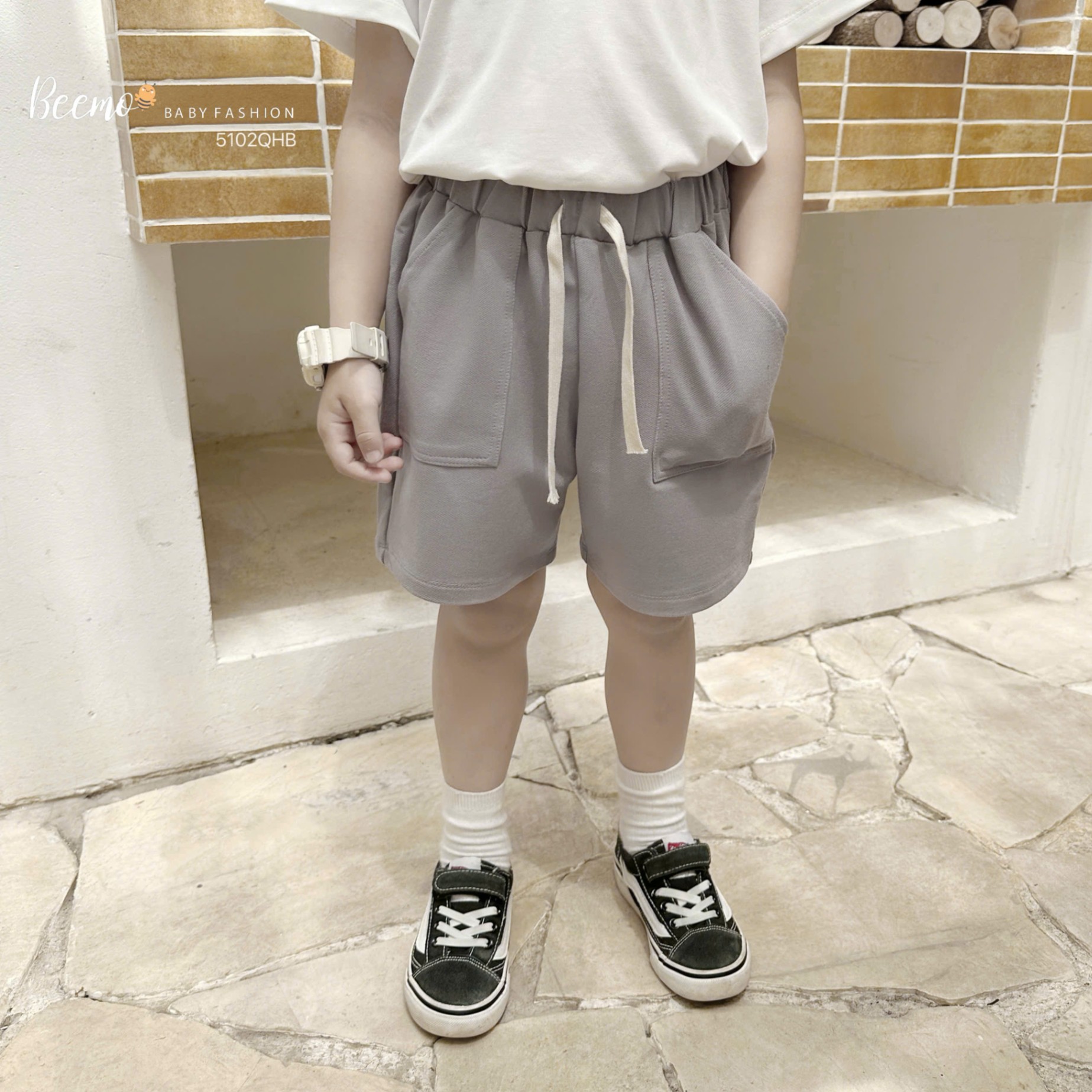5102QHB-QUẦN SHORTS DA CÁ GIẢ BÒ PHỐI DÂY RỦT