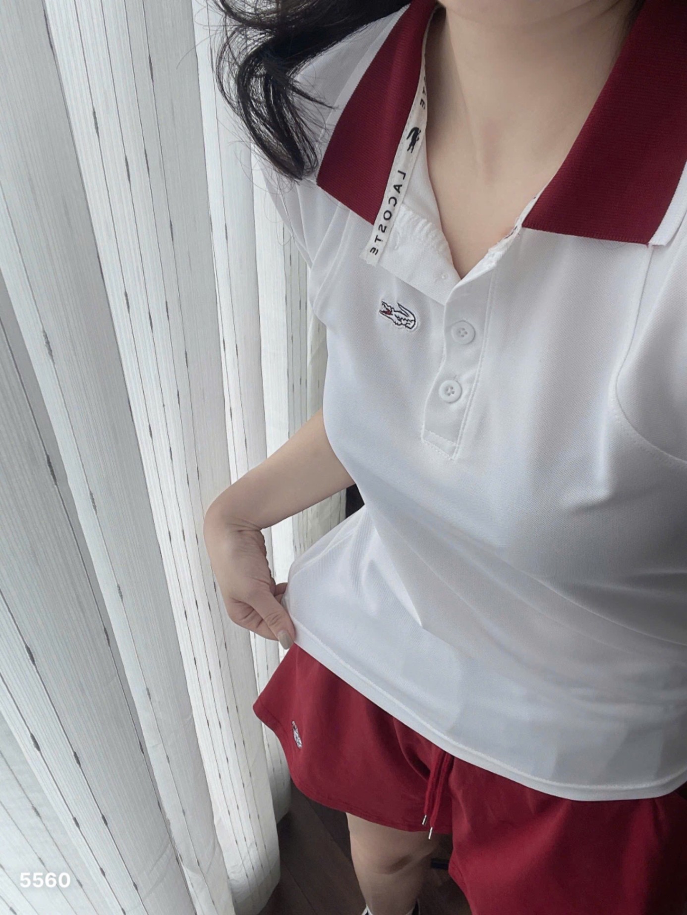 L471-SET POLO CÁ SẤU QUẦN ĐÙI ĐỎ NỮ SẴN