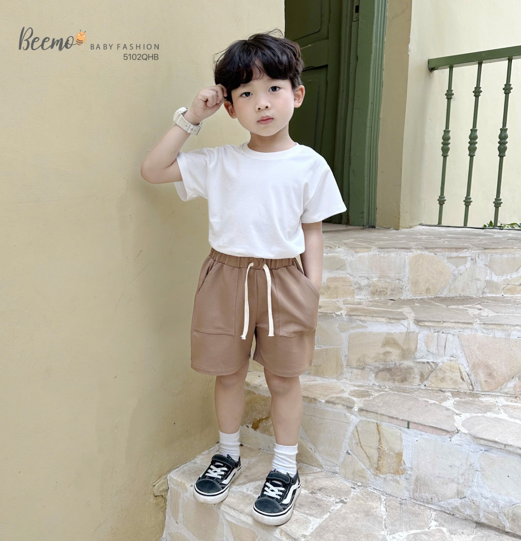 5102QHB-QUẦN SHORTS DA CÁ GIẢ BÒ PHỐI DÂY RỦT